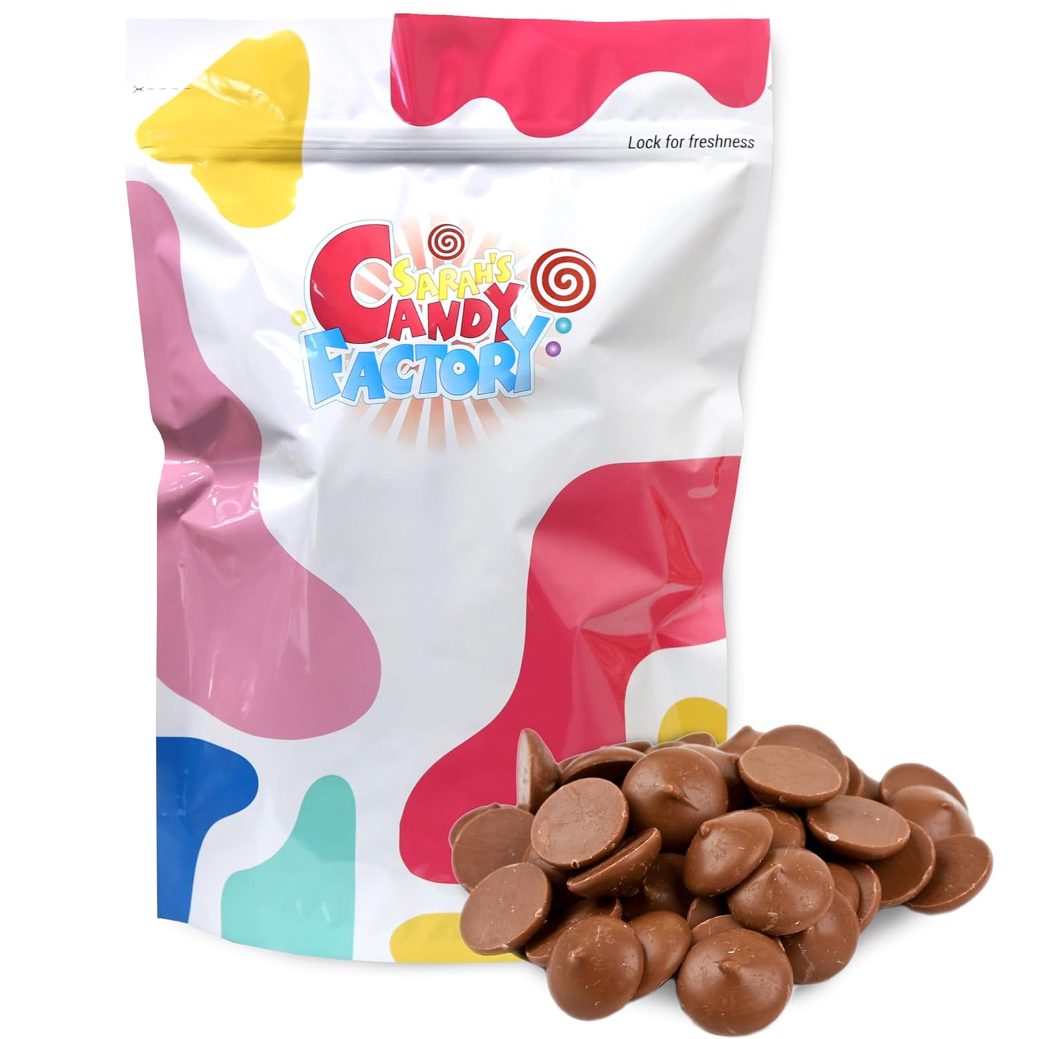 Sarahs Candy Factory Premium Coating Melting Wafers Milk Chocolate Baking Cocoa Lite in Bag, 5 Lbs For Cookies, Muffins, Cake Chocolate & Melted Choco