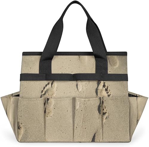 Bolsa de mano para herramientas de jardín de huellas para mujeres y hombres, bolsas de almacenamiento de herramientas de jardinería con 10