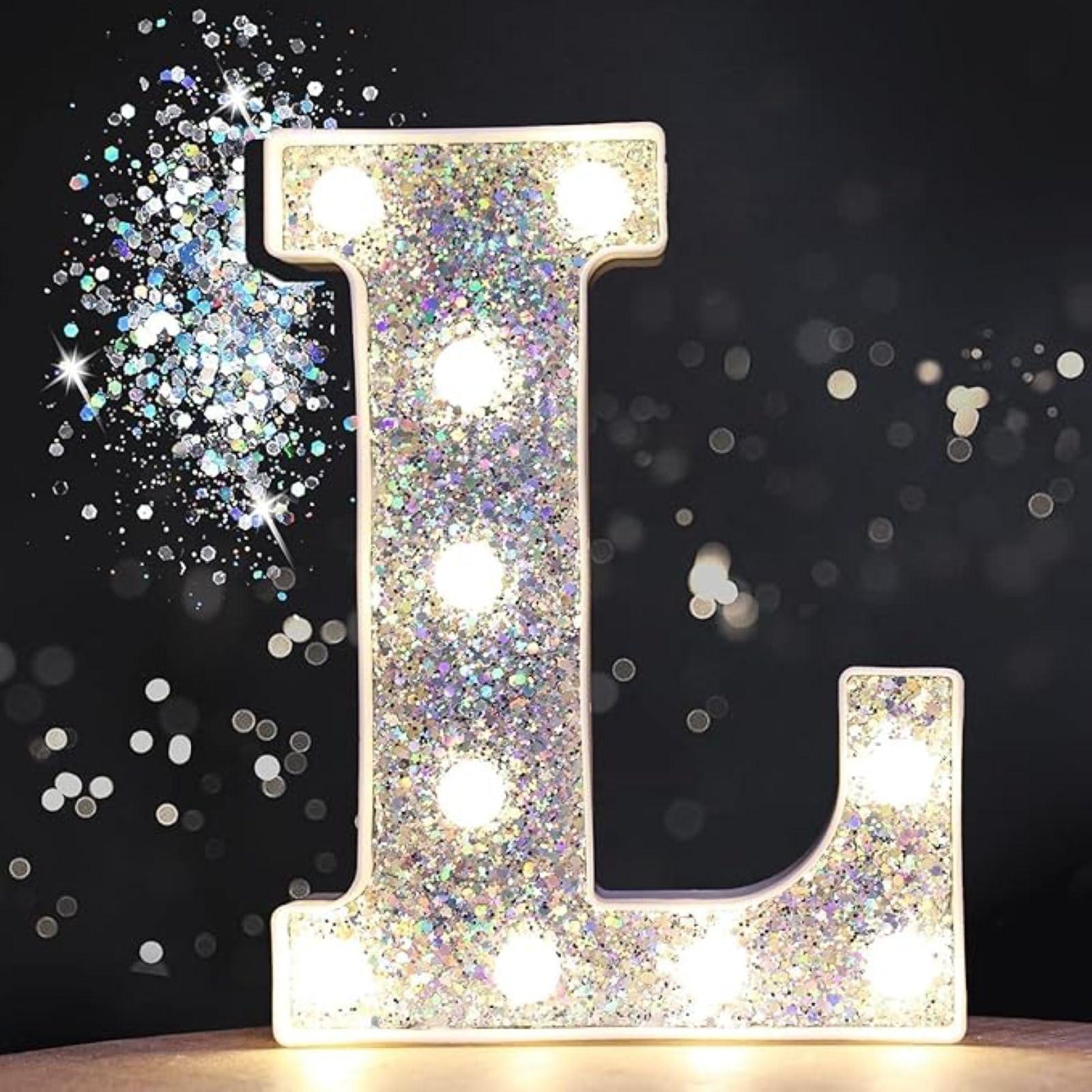 Jemnpela LED Marquee Letter Number Sign Lights Glitter Light Up Alphabet Figure Night Light for Birthday Party Wedding Home Bar Holiday Wall Decoration