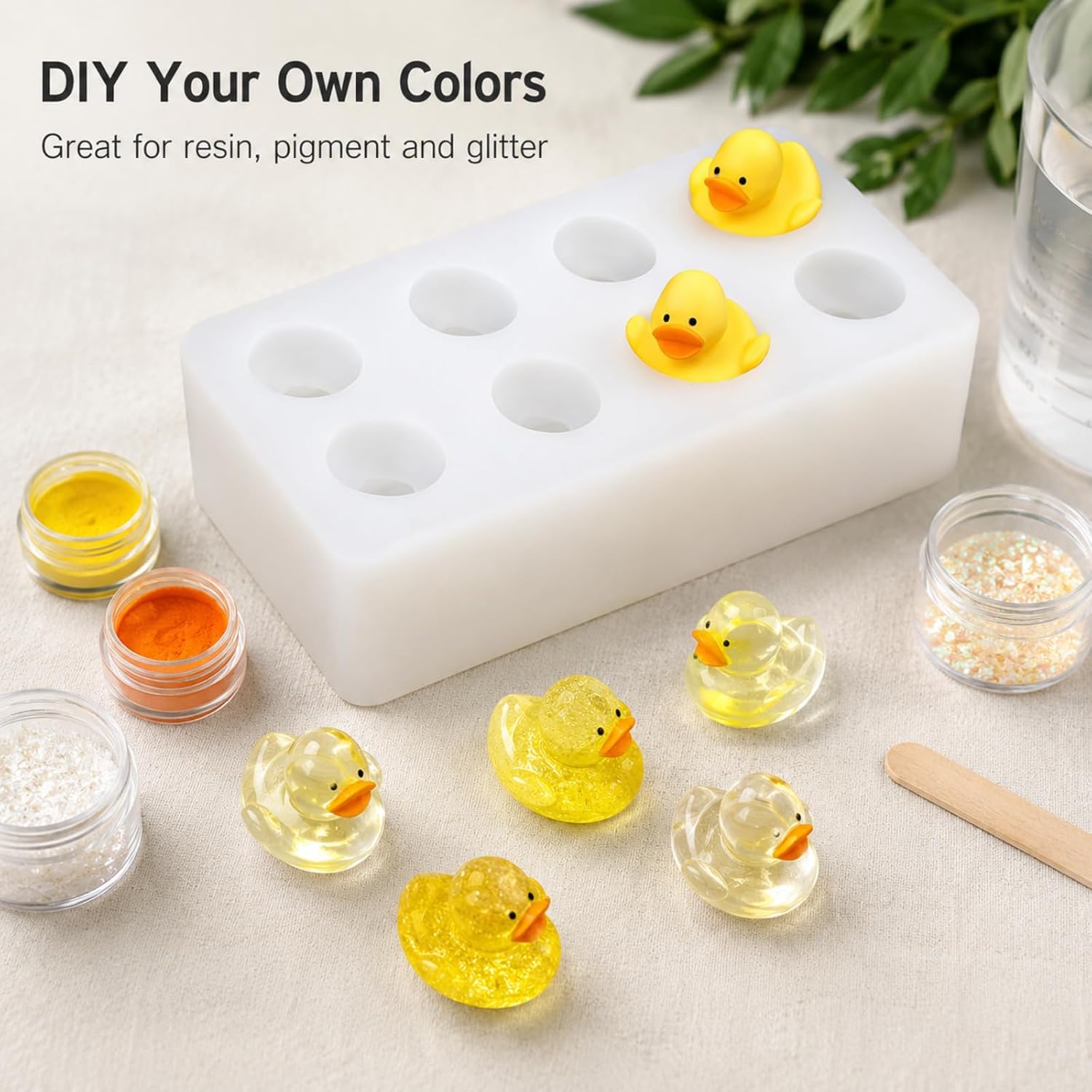 3D Mini Duck Silicone Resin Mold, 8-Cavity Epoxy Casting Mould for Candle Making, DIY Dollhouse Miniatures, Fairy Garden Decor