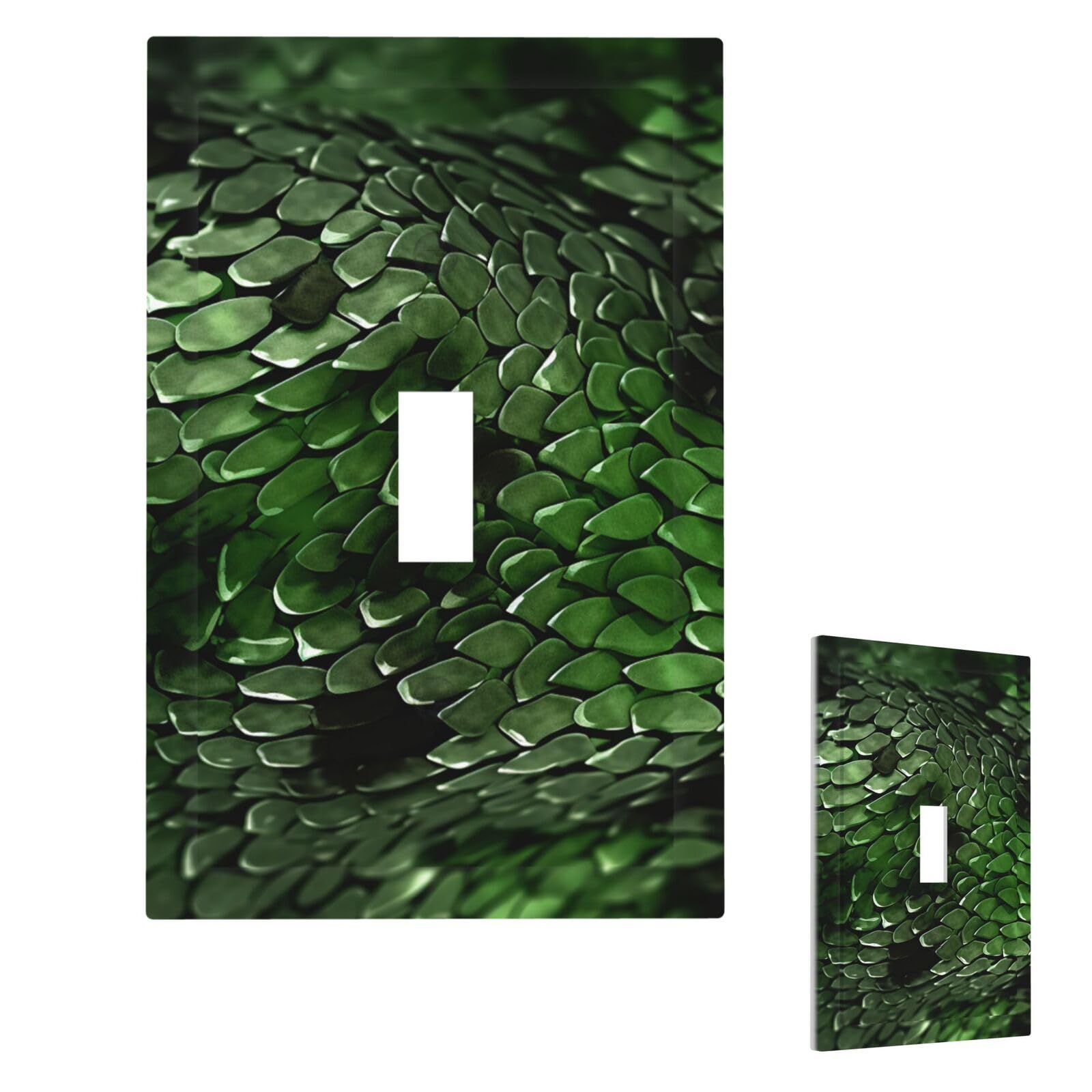Green Snake Wall Plate Cover Single Toggle, Modern Decorative Light Switch Cover Unbreakable Receptacle Outlet Covers for Living Room Bedroom Decor