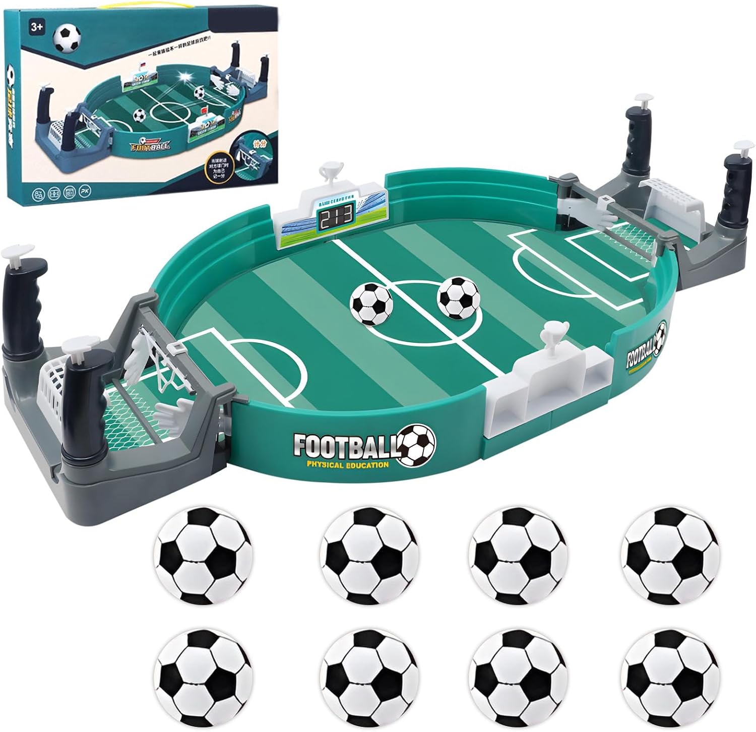 Football Table Interactive Game, Mini Tabletop Soccer Pinball Games Set with 8 Balls, for Foosball Pinball Kids Adults Interactive Game Room Family Night
