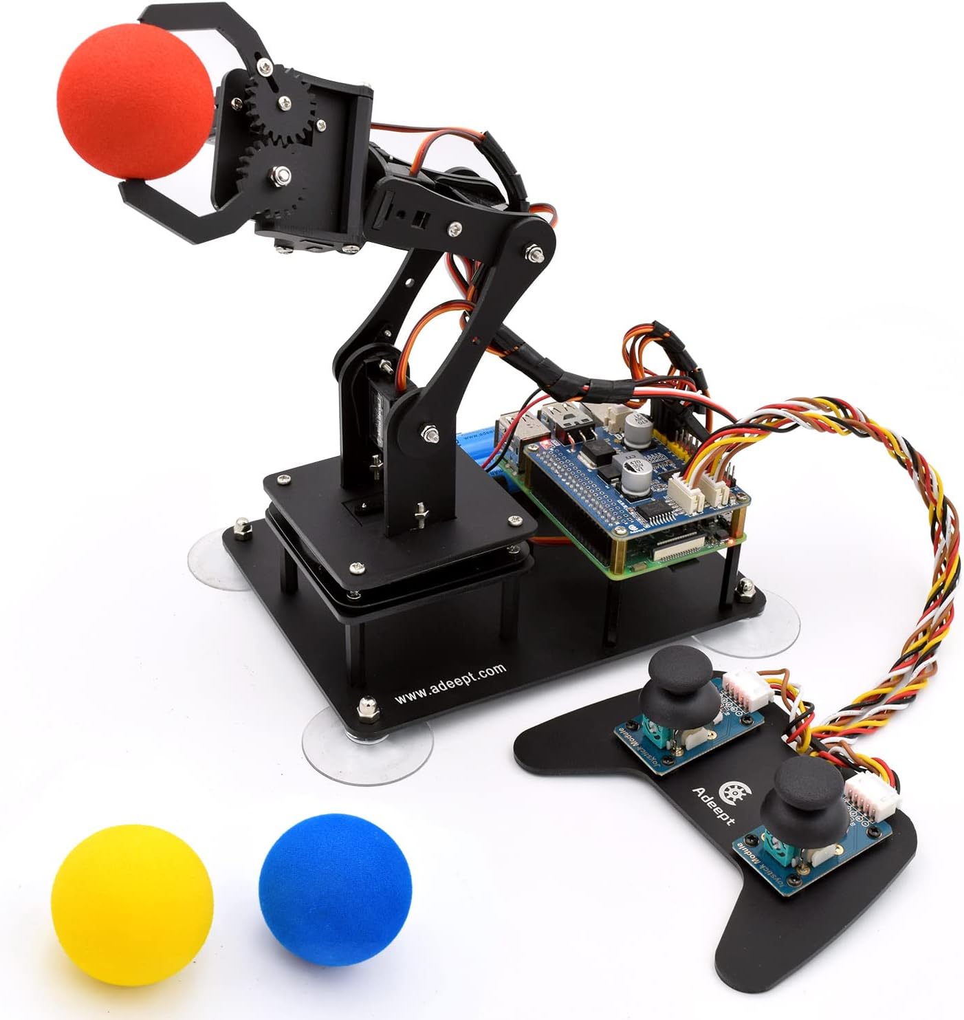 Adeept 5-DOF Robotic Arm Kit for Raspberry Pi 4 B 3 B+ B A+, Programmable DIY Coding STEM Educational 5 Axis Robot Arm with Python Code and Tutorials(PDF)(Black)