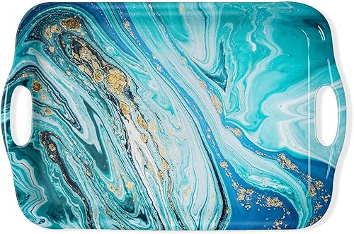 Miniatura 6 de Bandeja decorativa con asas, bandejas rectangulares multiusos para restaurante, fiestas, mesa de café, cocina, bandera estadounidense