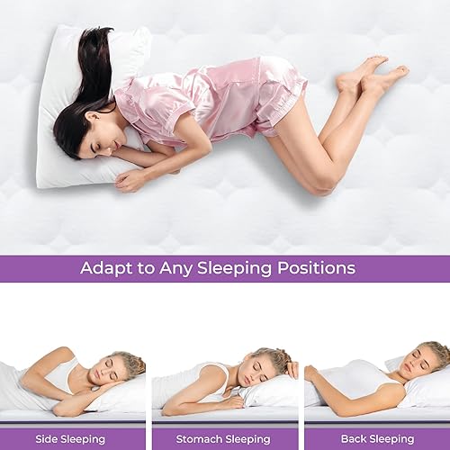 Miniatura 16 de Colchón híbrido tamaño matrimonial de 10 pulgadas, colchón matrimonial en caja, colchón de espuma de felpa con bobinas en bolsillos individuales, 10