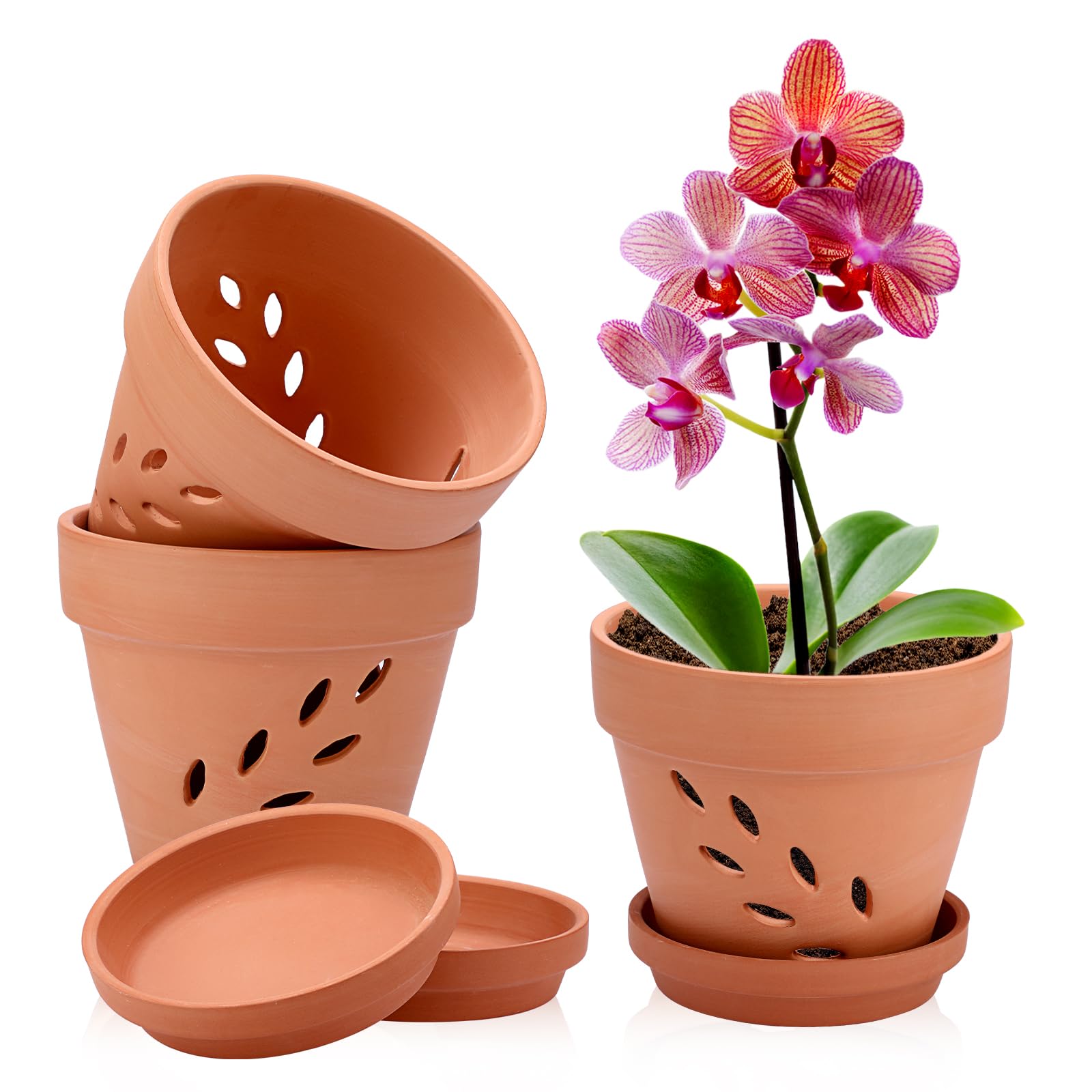Pots de fleurs en terre cuite 15 x 13 cm avec drainage pour éviter le pourrissement des racines