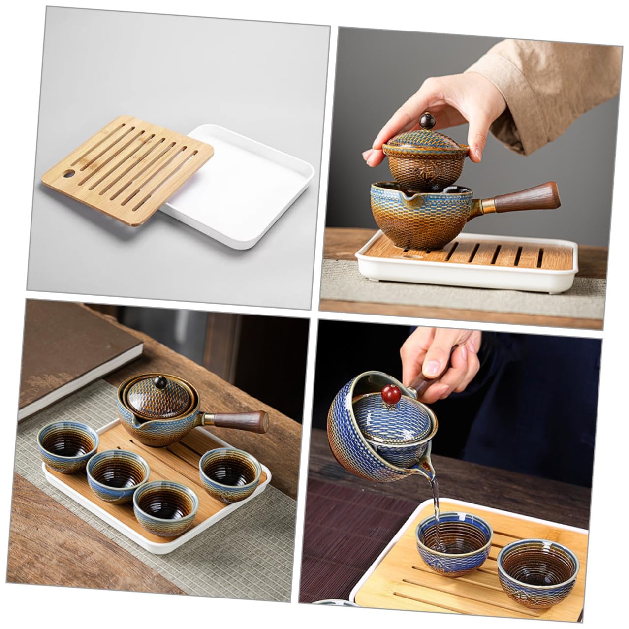 DOITOOL Juego de Té Kit Completo Portátil de Cerámica y Bolsa de Almacenamiento Diseño Elegante Adecuado para Viaje y Oficina para Aficionados al Té
