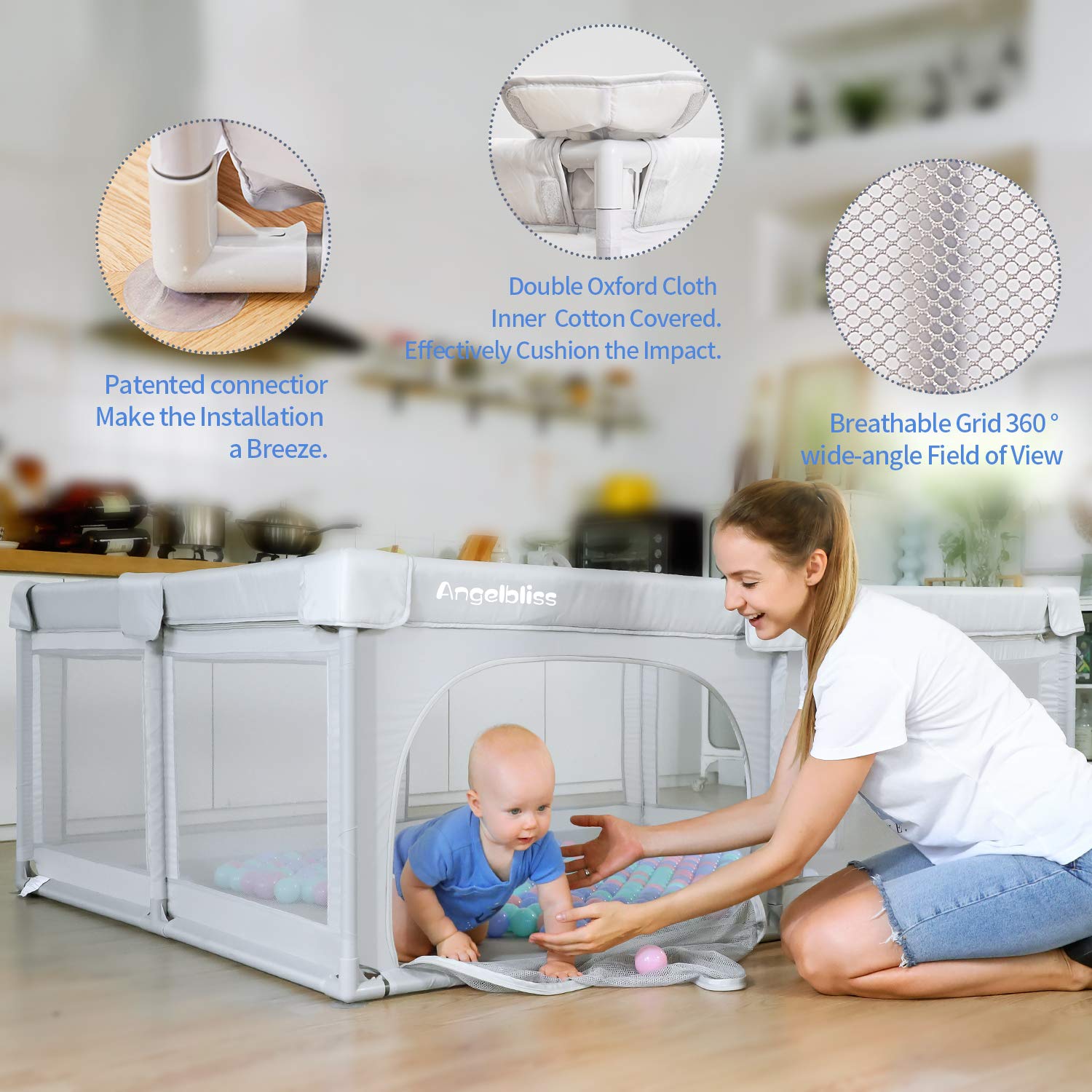 ANGELBLISS Baby playpen, Playpens for Babies, Kids Safety Play Center