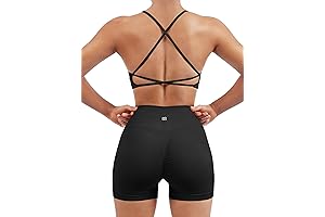 Women's Fofoa Seamless Workout Sets Strappy Sports Bra High Waist Booty Shorts Outfits
