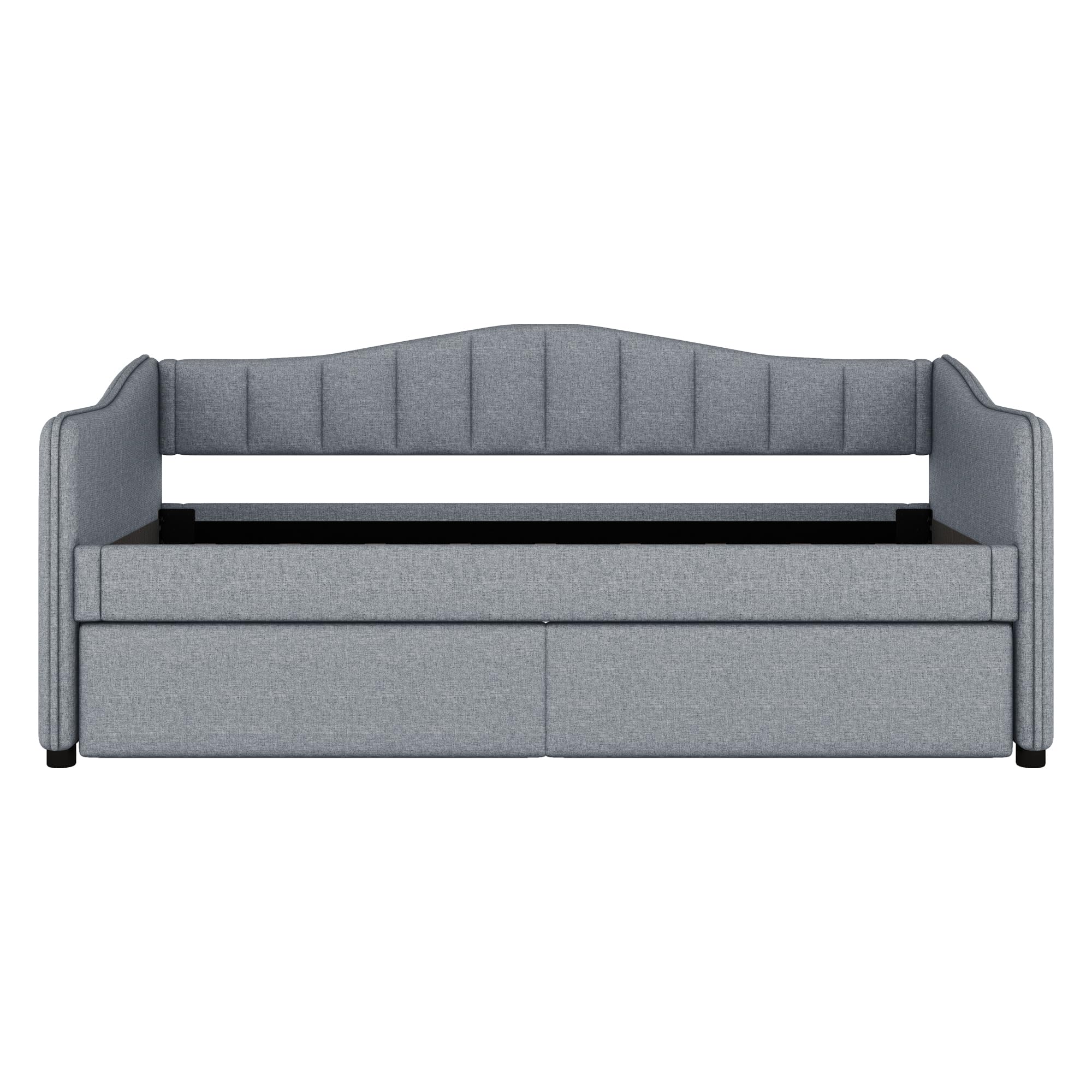 Letto giornaliero con letto estraibile, divano letto, letto singolo (senza materasso), design della luce, in lino, stile minimalista, 90 x 200 cm (grigio)