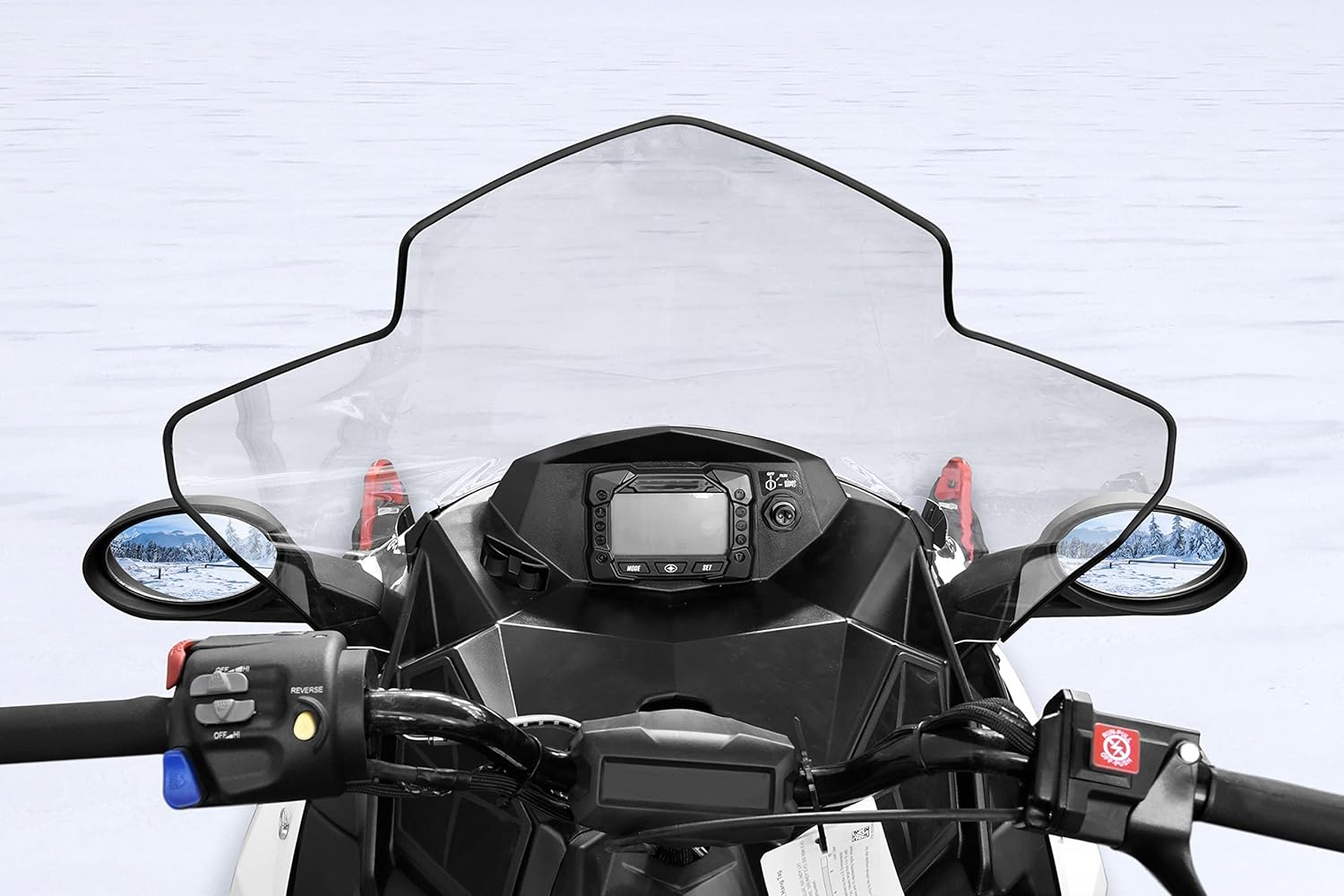 SAUTVS Adjustable Folding Rearview Side Mirrors for Polaris Snowmobile, Pro-Ride Hood Mounted Mirrors Rear View Side Mirror Kit for Polaris Snowmobile Accessories (2PCS, Replace #2877803)