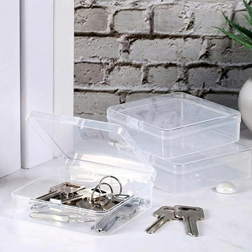 SATINIOR 24 Packs Small Clear Plastic Beads Storage Containers Box with Hinged Lid for Storage of Small Items, Crafts, Jewelry, Hardware (3.7 x 3.7