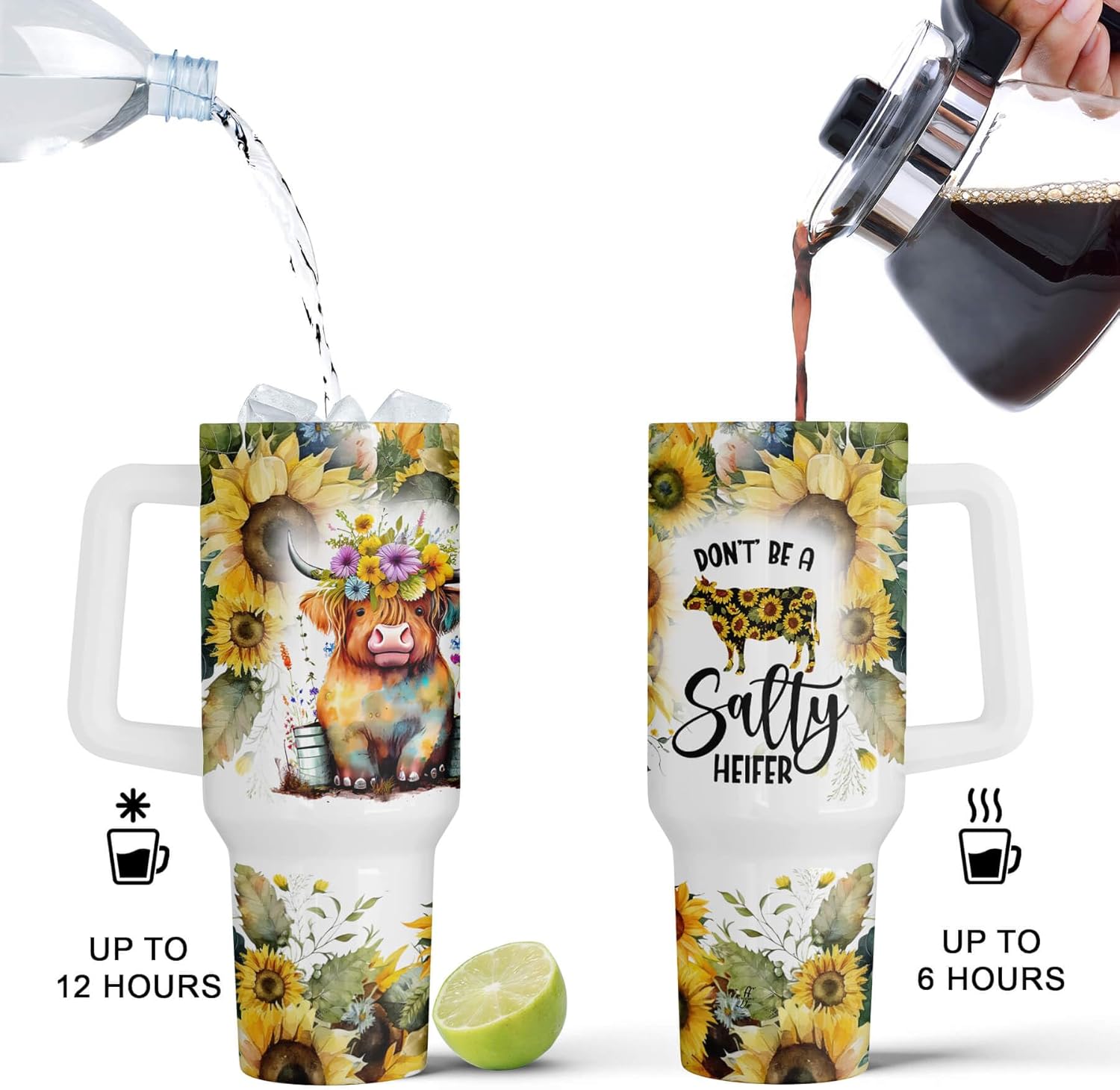 Fancyfams Highland Cow tumbler, 40 oz Stainless Steel Tumbler with Handle Lid and Straw, Cow Gifts for Women Print Mug Cups Lovers Themed Gifts Cute Stuff (Salty 40oz) - Image 6