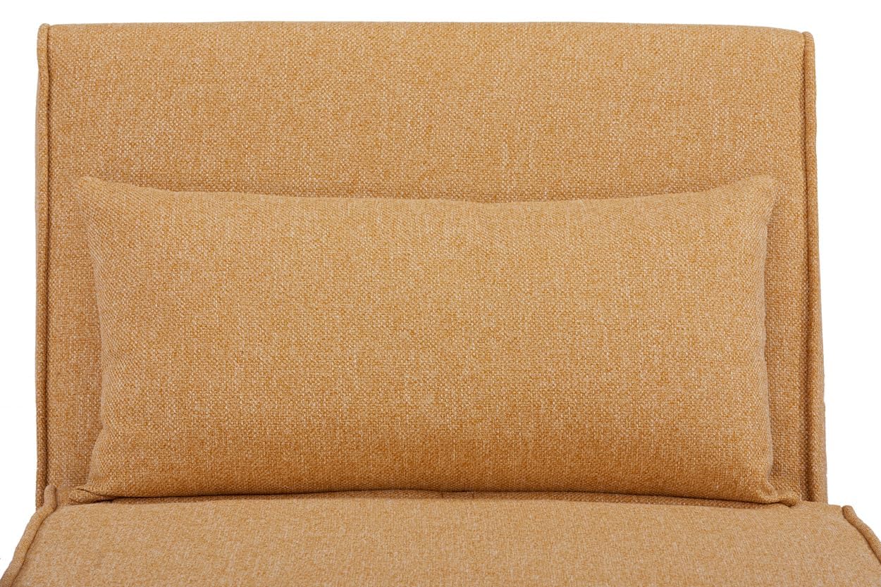 EVERGREENWEB Poltrona Letto Singolo con Cuscino Imbottito INCLUSO, Tessuto Giallo, Divano 1 Posto Salvaspazio Pieghevole, Pouf Poggiapiedi, Comodo Schienale Regolabile Clic Clac, Gambe in Legno, FOLDY