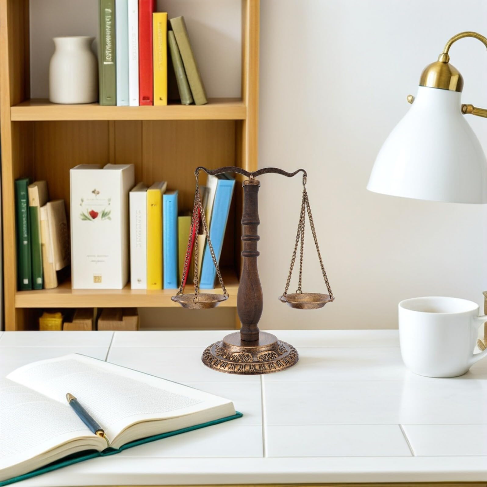 PRETYZOOM Vintage-Waage aus Metall für Schreibtisch Eisenwaage-skulptur als Deko Retro-justizstatue Aesthetische Büroeinrichtung Antikes Wohnaccessoire mit Waage-Motiv