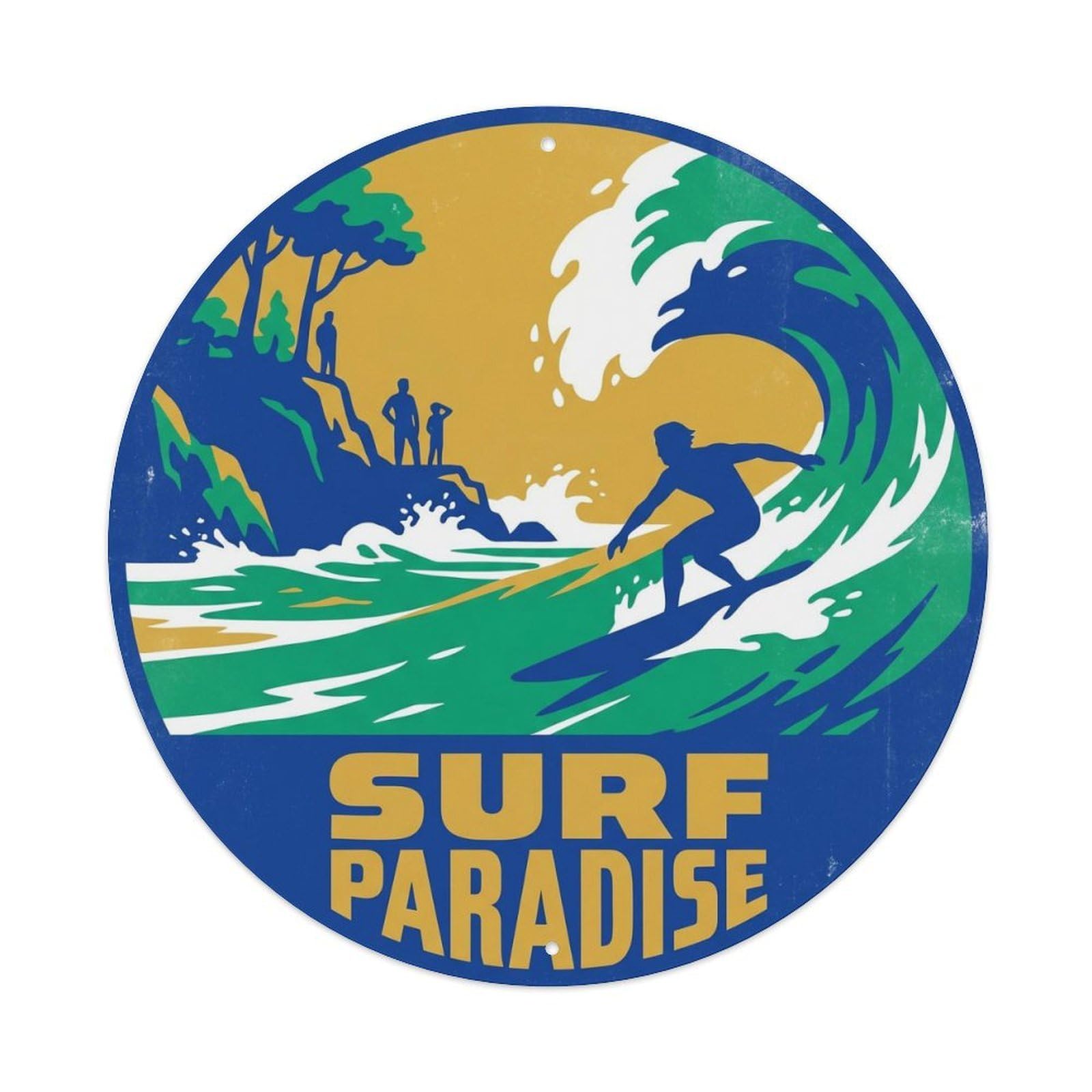 Beach Destination Surf Hawaii Break Big Wave Metal Tin Sign