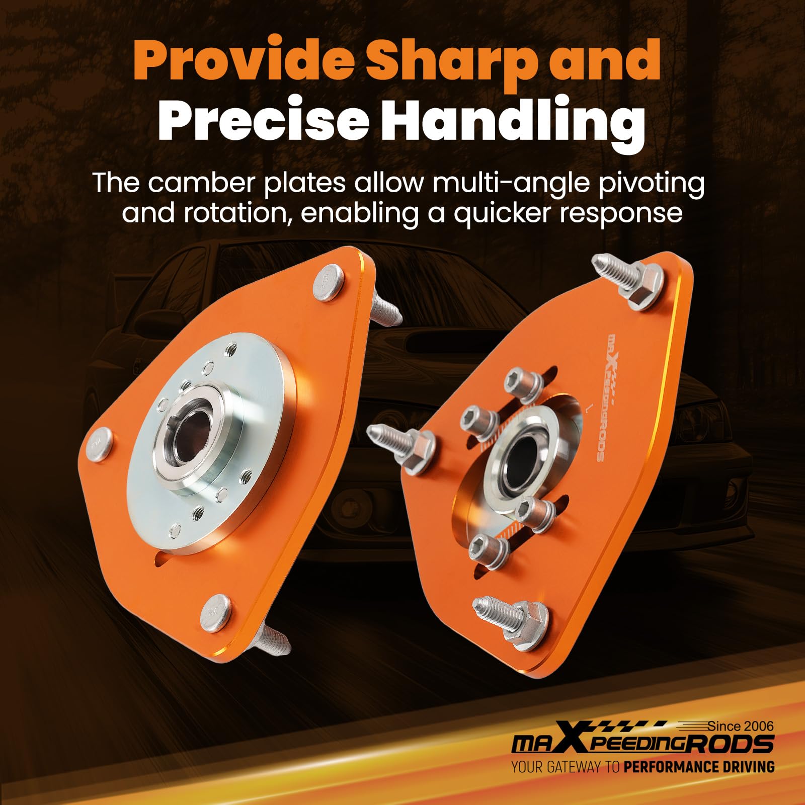 Amazon.com: maXpeedingrods Front Coilover Top Mounts Camber Plates
