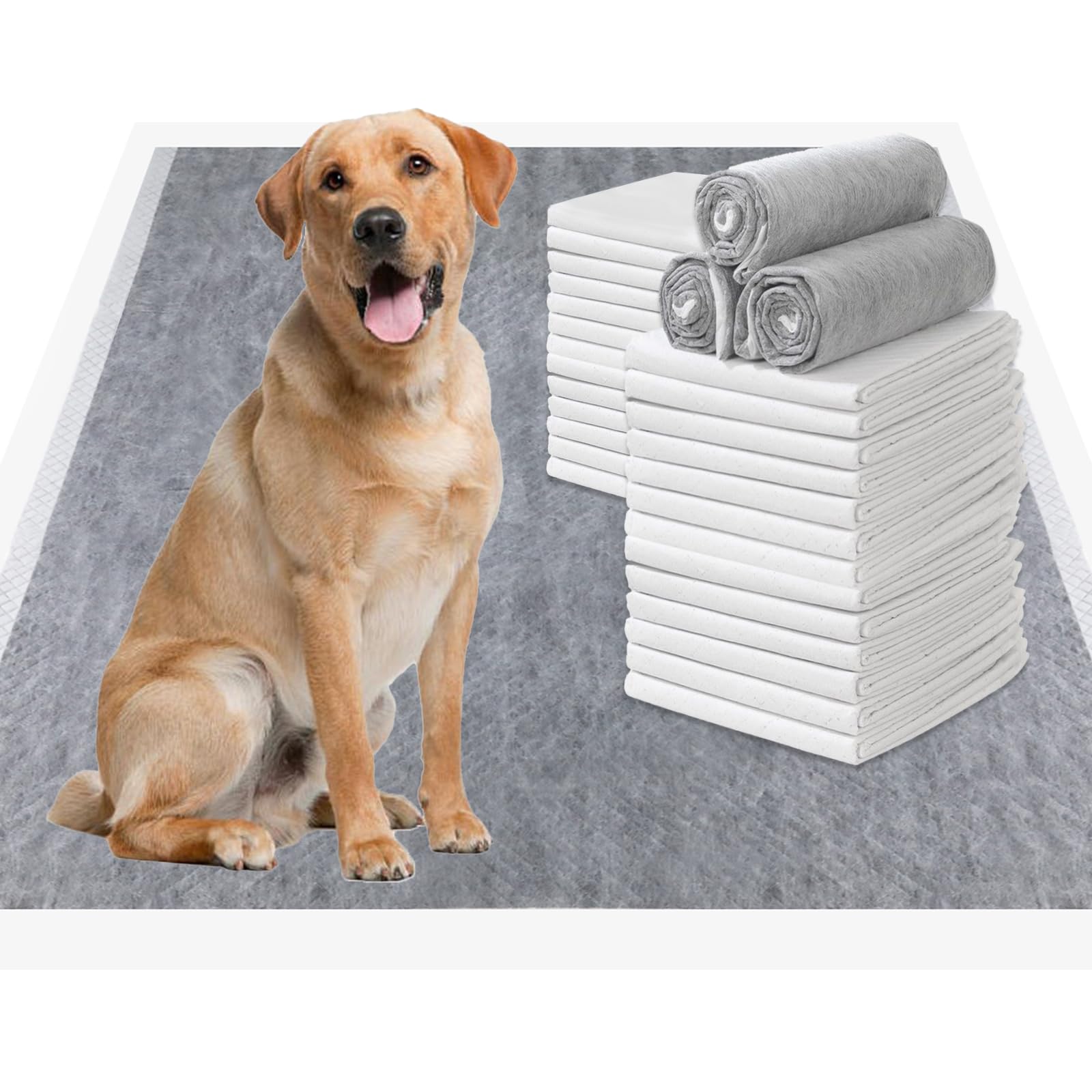 Almohadillas para orina para perros de 30 x 36 pulgadas, almohadillas de carbón de bambú con control de olores, súper absorbentes, hasta 10 tazas, 6 capas a prueba de fugas y de secado rápido,