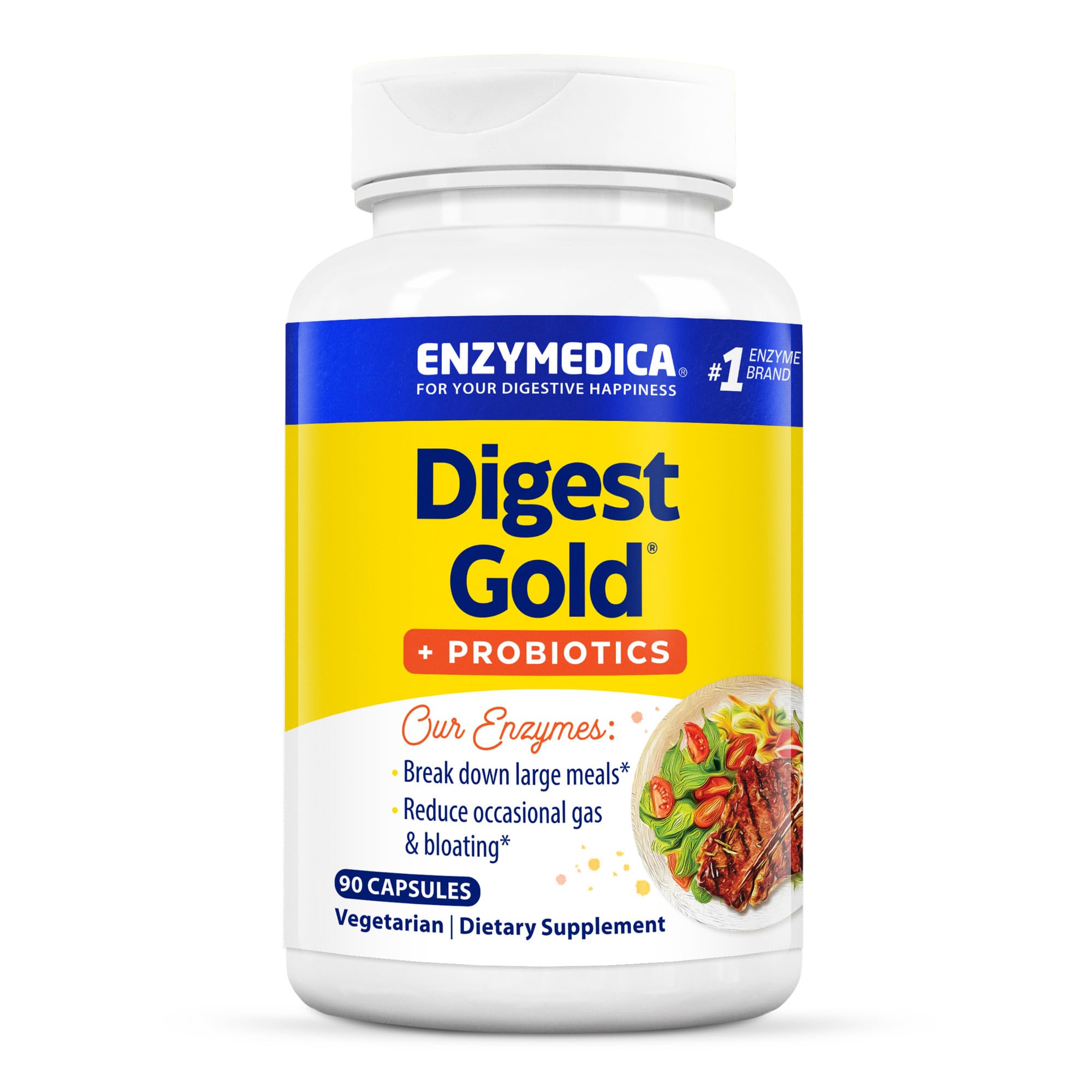 Digest Gold + PROBIOTICS, Digestive Aid for Maximum Relief, Vegetarian, Non-GMO, 90 Capsules (90 Servings) (FFP)