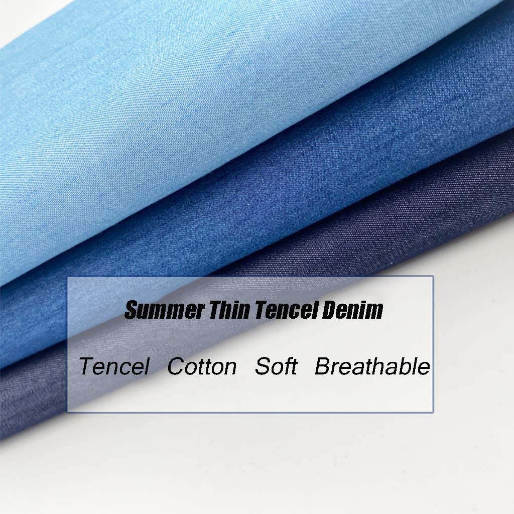 Tkanina dżinsowa prana, Spring and SummerDenim Thin Fabric Pure Cotton Washed Fabric Pants Skirt Soft Clothing Half a Meter Sale(Dark Blue)