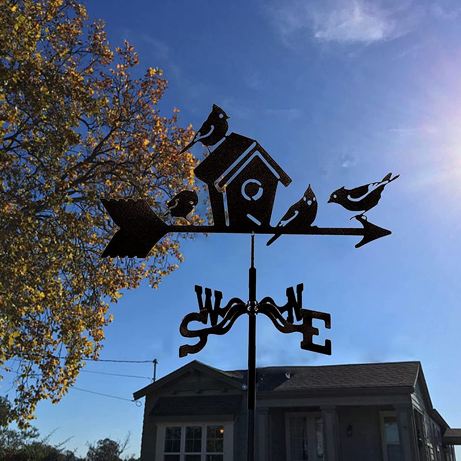 Weather Vane Stainless Steel Weathervane for Garden Creative Bird's Nest Weathervane Garden Stake Weather Vane Wind for Yard Cupolas Farm Sheds