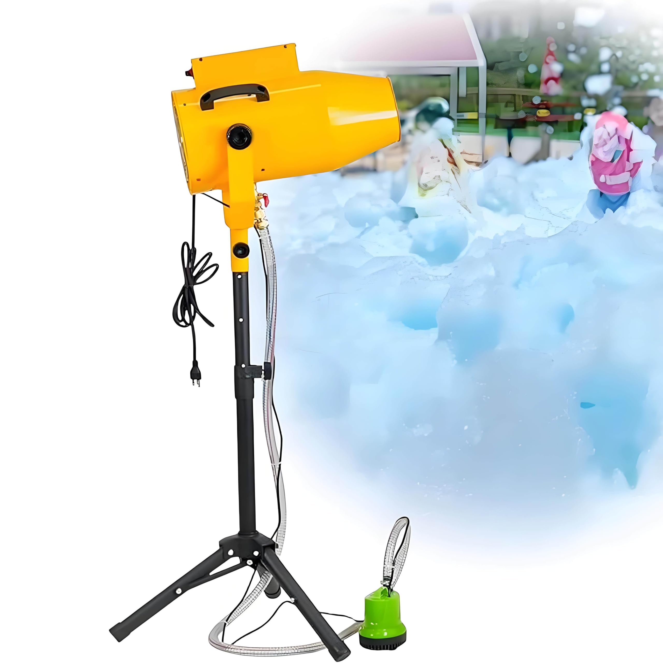 Macchina per schiuma per feste, generatore di schiuma da 1000 W con angolo regolabile, copertura fino a 80 ㎡, ideale per eventi all'aperto e feste estive di nuoto