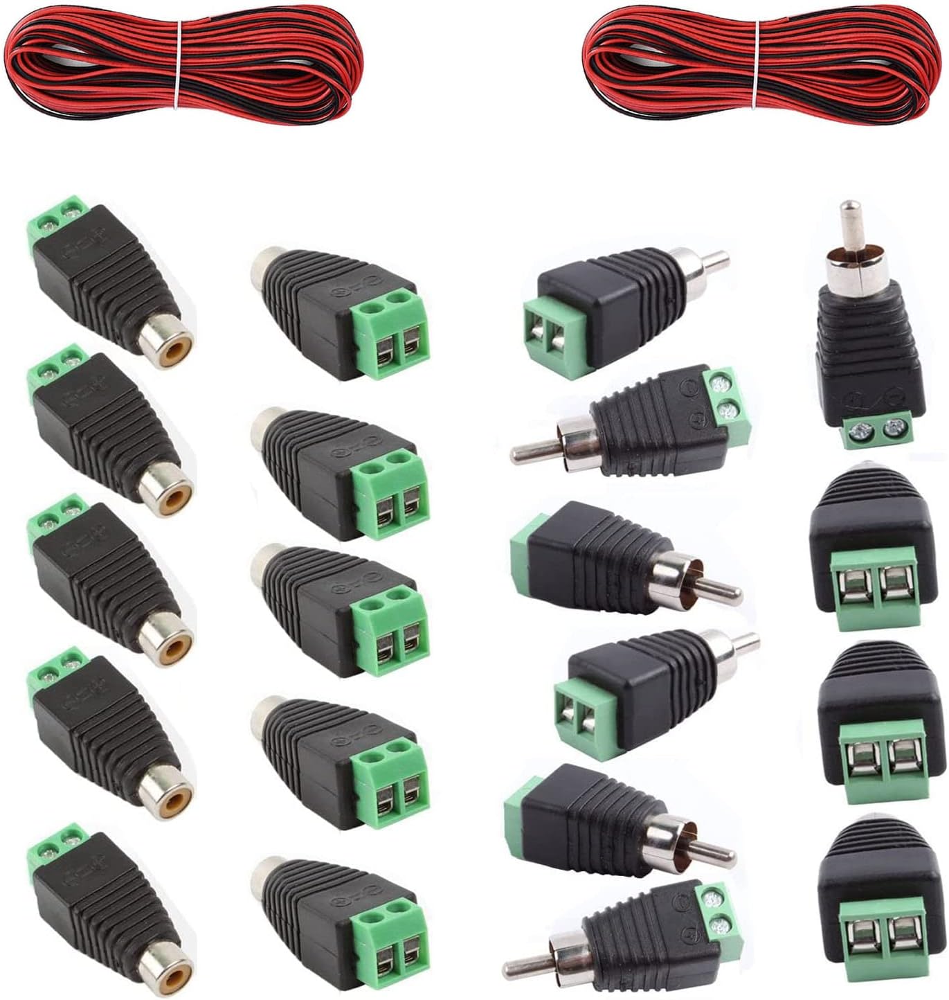 RUNCCIYUN 10 Pairs RCA Connector, RCA Male Plug & Female Socket to AV