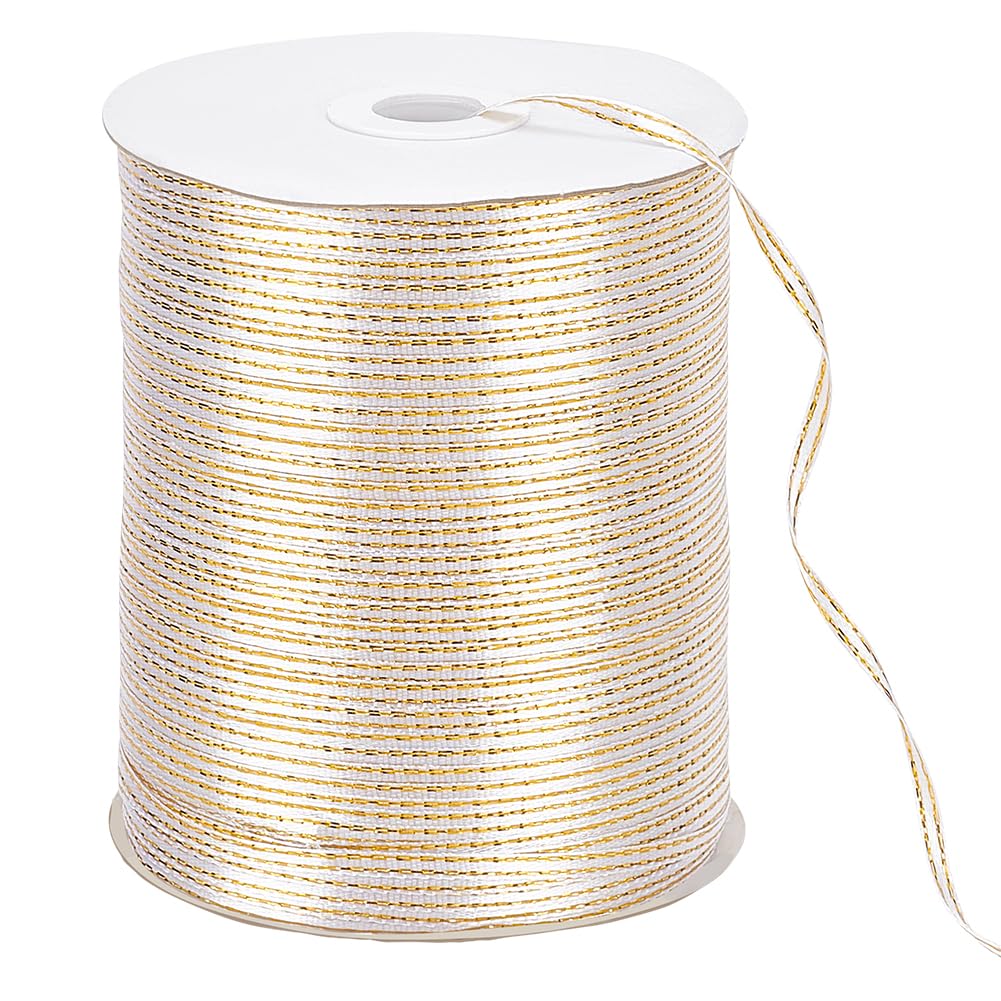 Ruban blanc avec bord doré 3 mm ruban continu polyester bricolage