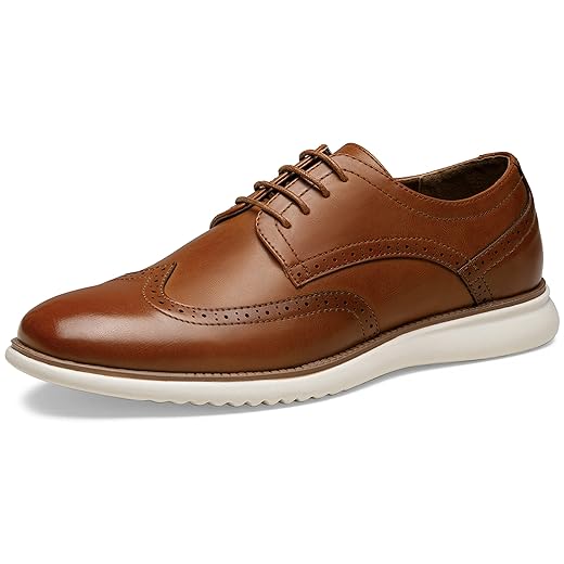 Jousen Sapatos sociais masculinos de couro formal Oxford Derby sapatos Brogue Wingtip retrô para homens