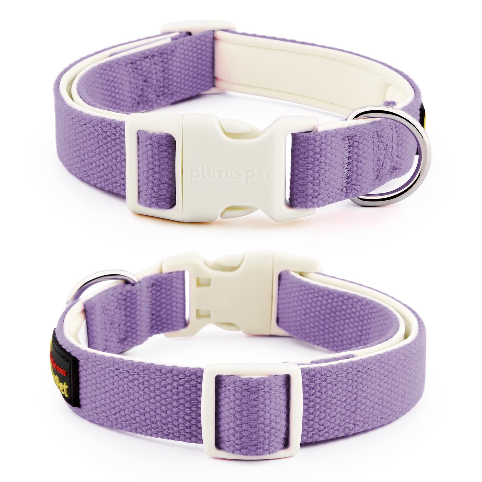 Plutus Pet Cotton Dog Collar, Heavy Duty Collar with Soft Padding, Adjustable and Comfortable for Small Medium and Large Dogs Purple, L - Image 2