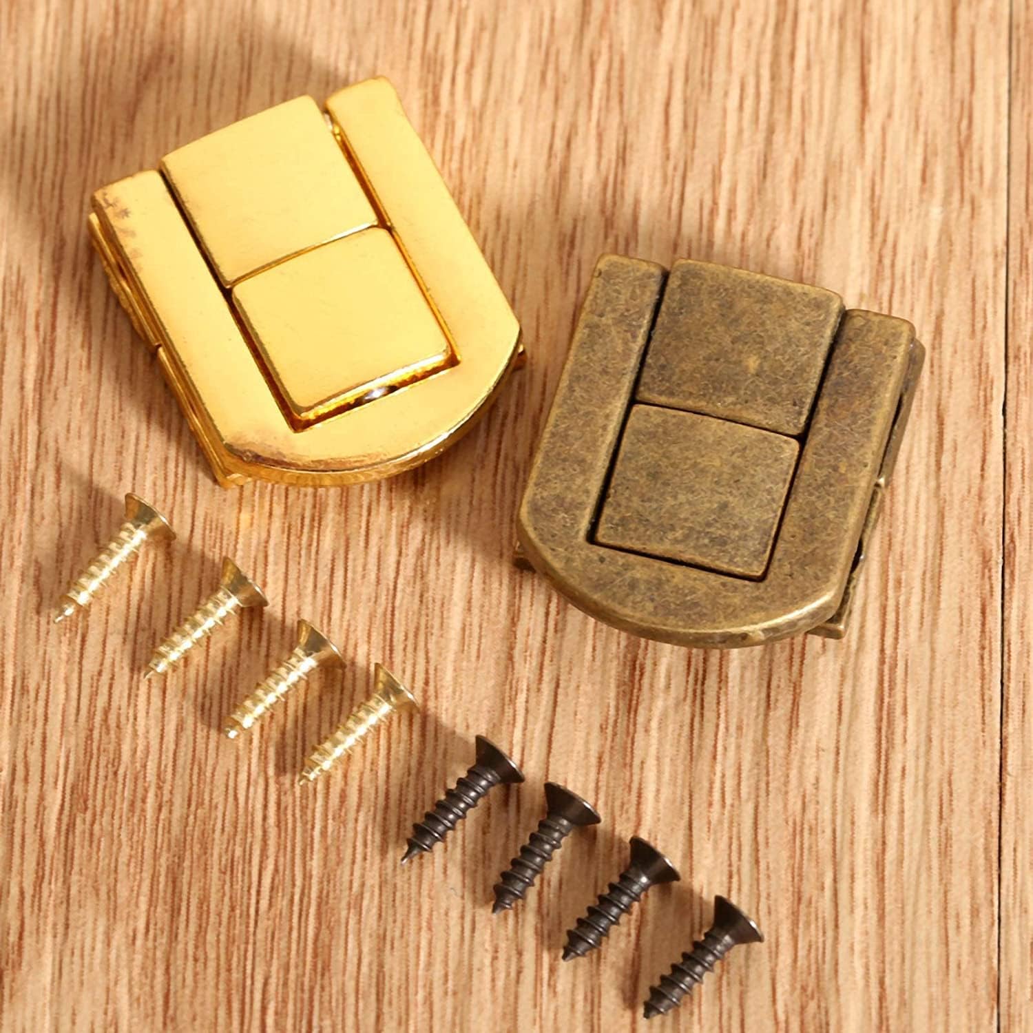 Bronze Tone Hasp,Vintage Lock Clasp,Antique Latch Hook,5Pc 25x20mm Antique Bronze/Gold Box Hasps Metal Lock Catch Latches for Jewelry Chest Box Suitcase Buckle Clasp Vintage Hardware (Co(Anti
