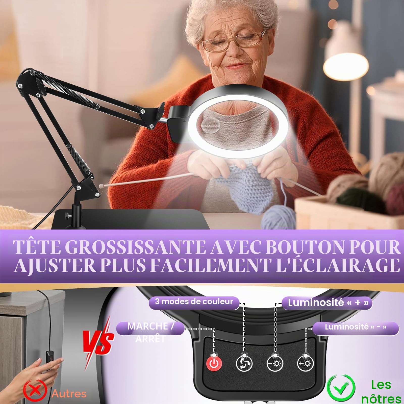 NZQXJXZ 10X 30X Loupe avec Lumière et Support,Lampe Loupe Éclairée à 36 LED