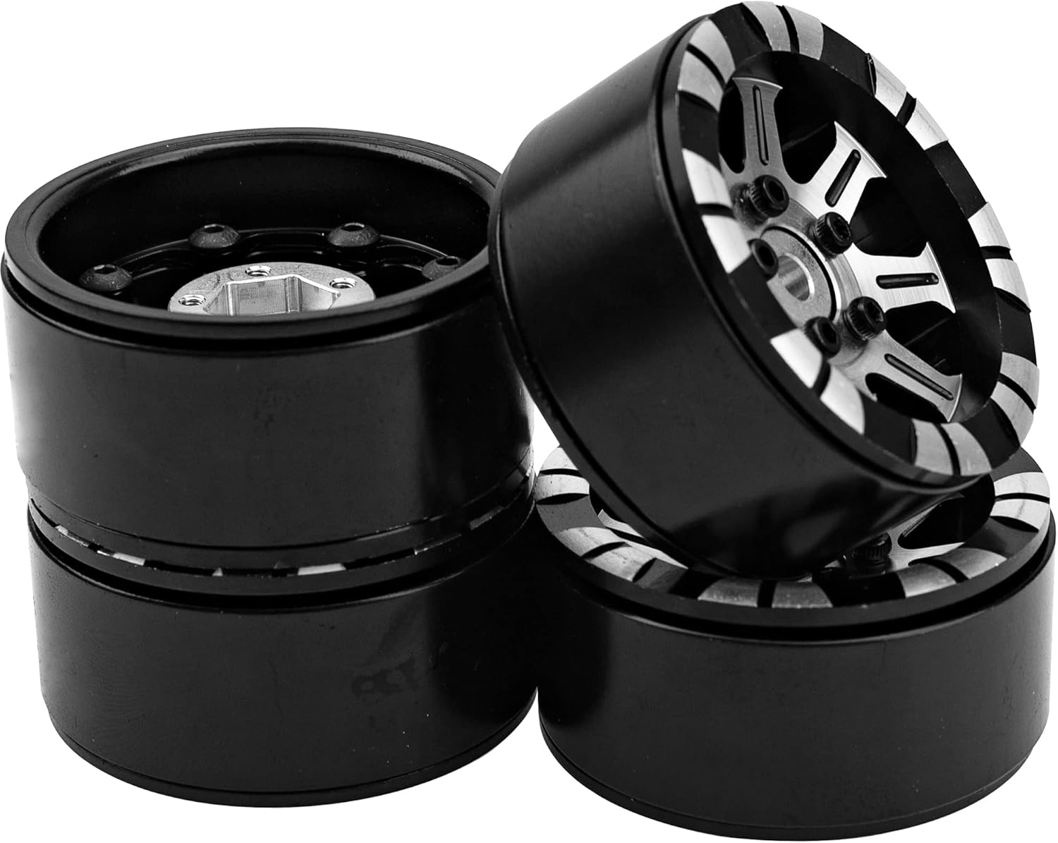 4Pack HIRCQOO Metal 1.9 inch Beadlock Wheel Rims 12 Hex Hubs CNC Machined Compatible with Axial SCX10 90046 SCX10-III Redcat Gen7 Gen8 RC4WD D90 Traxxas TRX4 MST 1/10 RC Crawler