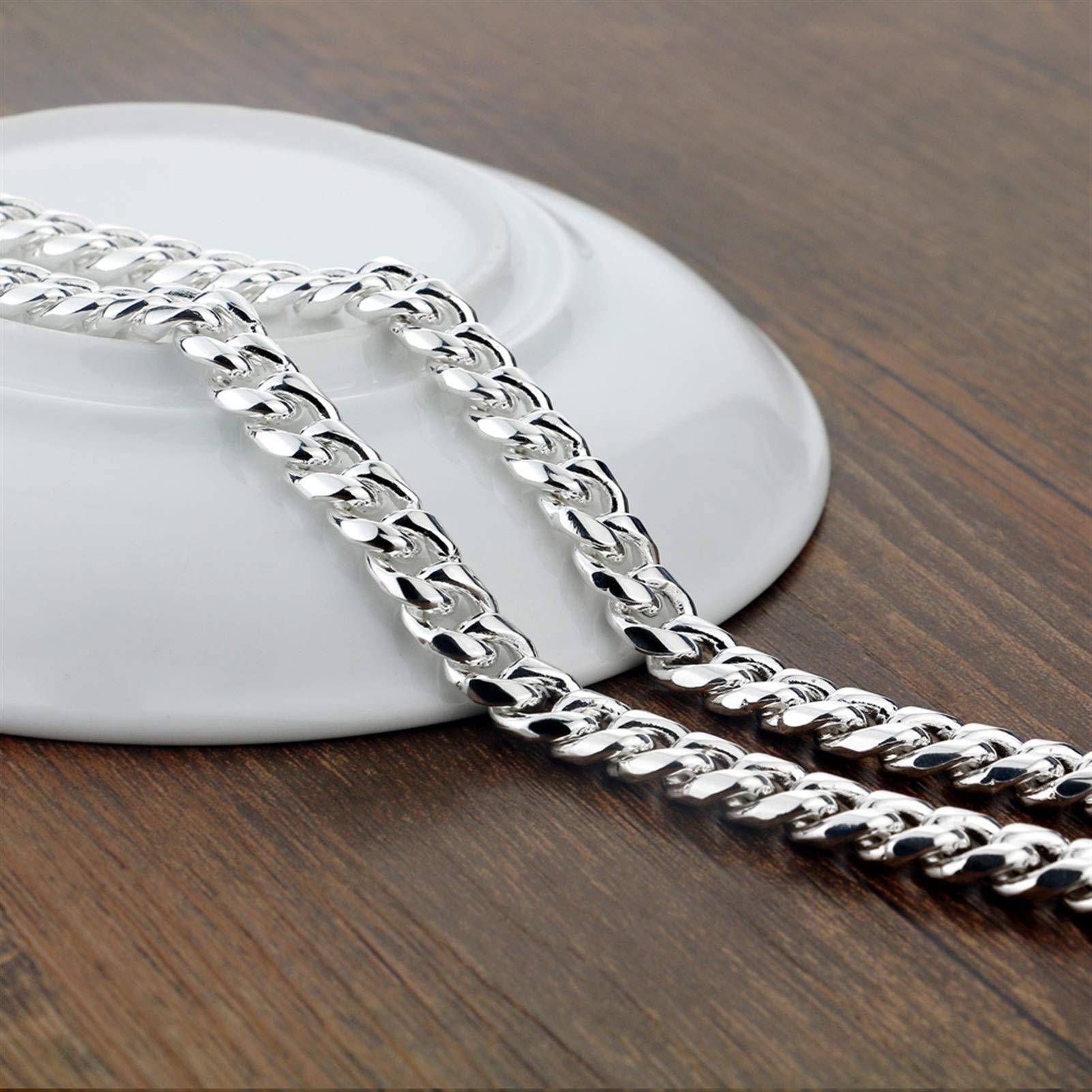Herren Halskette Herrenhalsketten 925 Sterling Silber Mann Halskette Klassische echte Dicke Reine Silberpeitsche Kette 10mm 24 Zoll