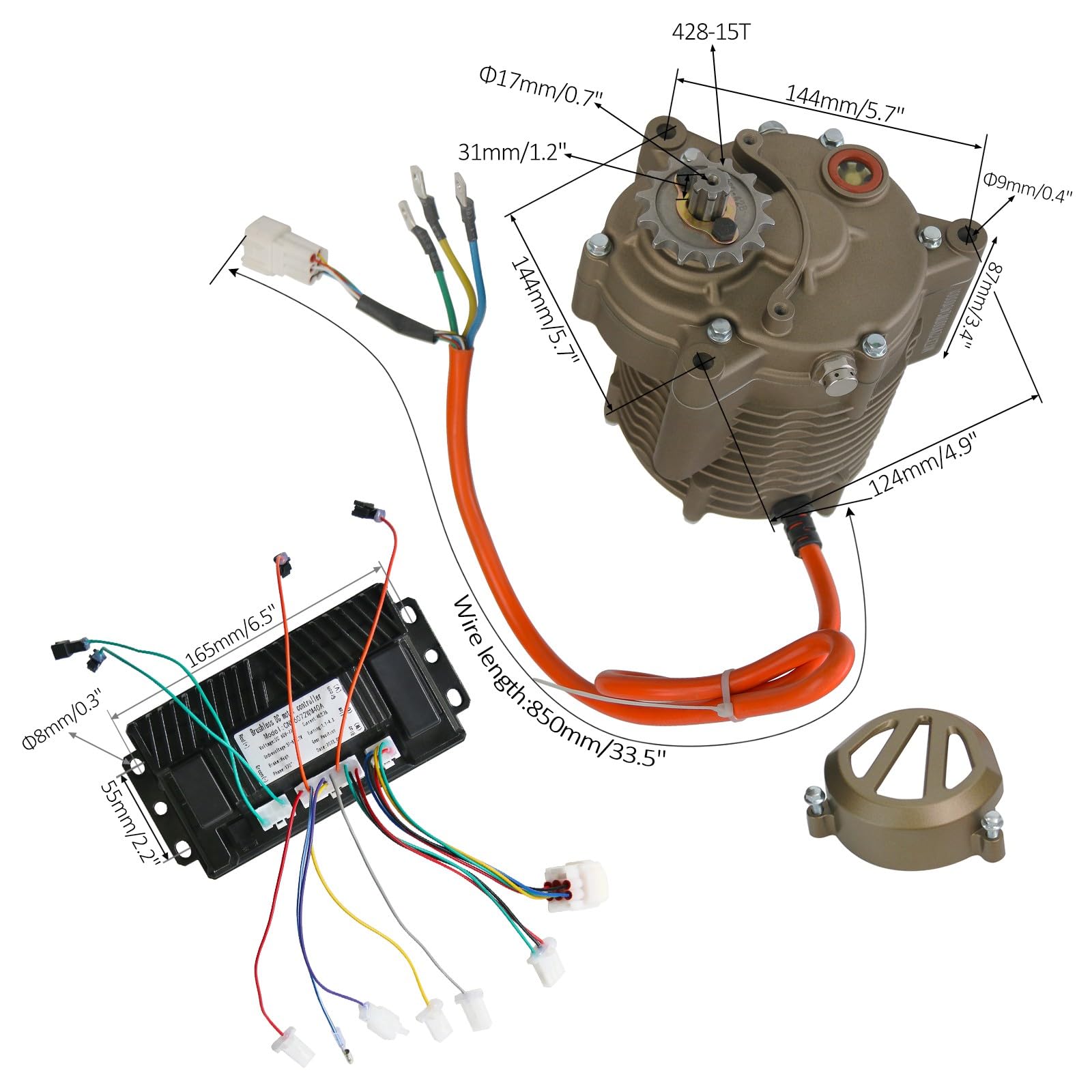 CWTD 72V 1000W Brushless Electric Motor with Gearbox and Speed Controller Kit – Perfect for Electric Dirt Bike, Go Kart, Golf Cart, ATV, Drift Trikes and E-Bike