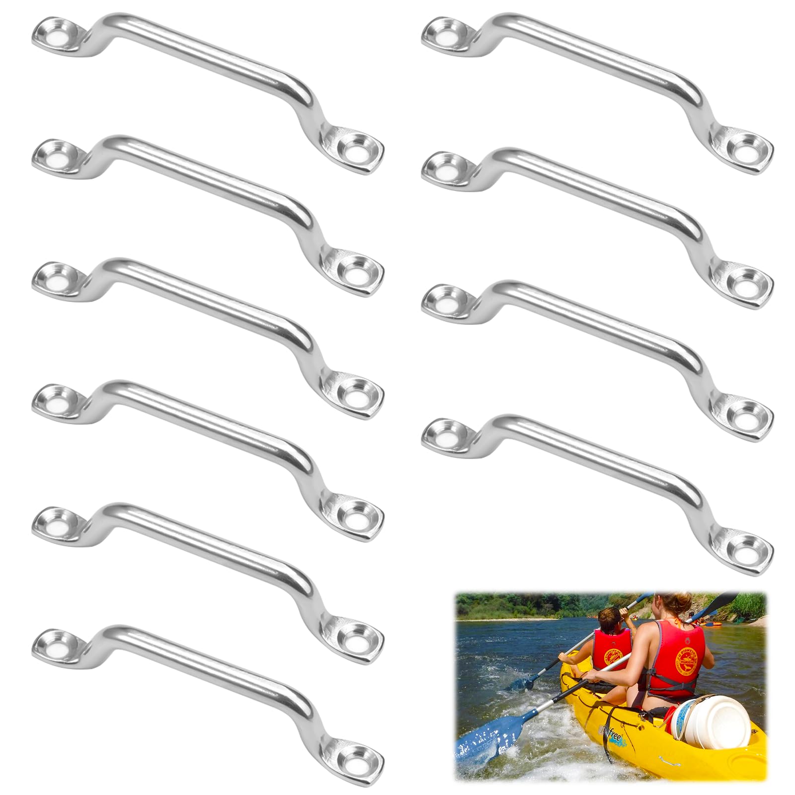10 Stück Boot Top Pad Eye, Kajak Riemenkrampen Befestigungshaken, Augplatte Edelstahl, Deck Loop Tie Down zum Halten, Marine Hardware Decksplatte Augplatten für Kajak, Kanu Takelagebefestigung