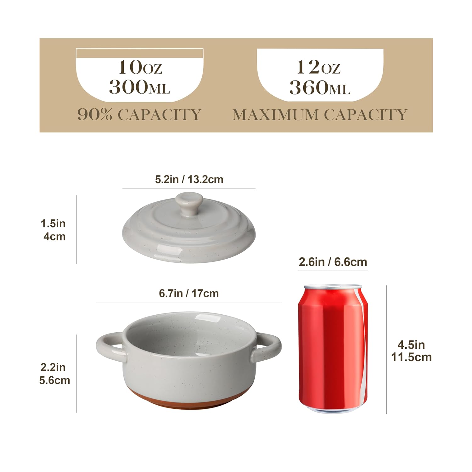 MALACASA Mini Cocotte Set, 12 OZ Ramekins - Image 2