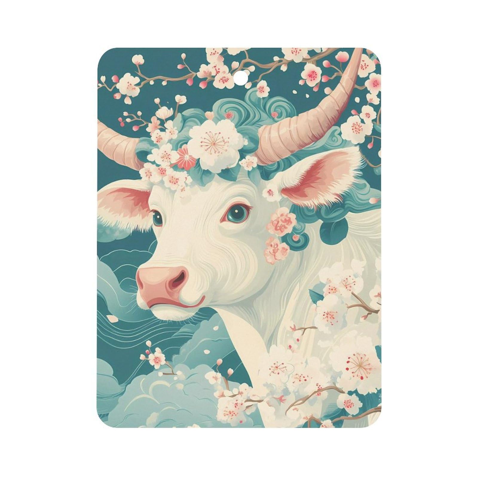 Beautiful White Cow Car Air Freshener Hanging Aromatherapy Tablets for Car Accessories Square