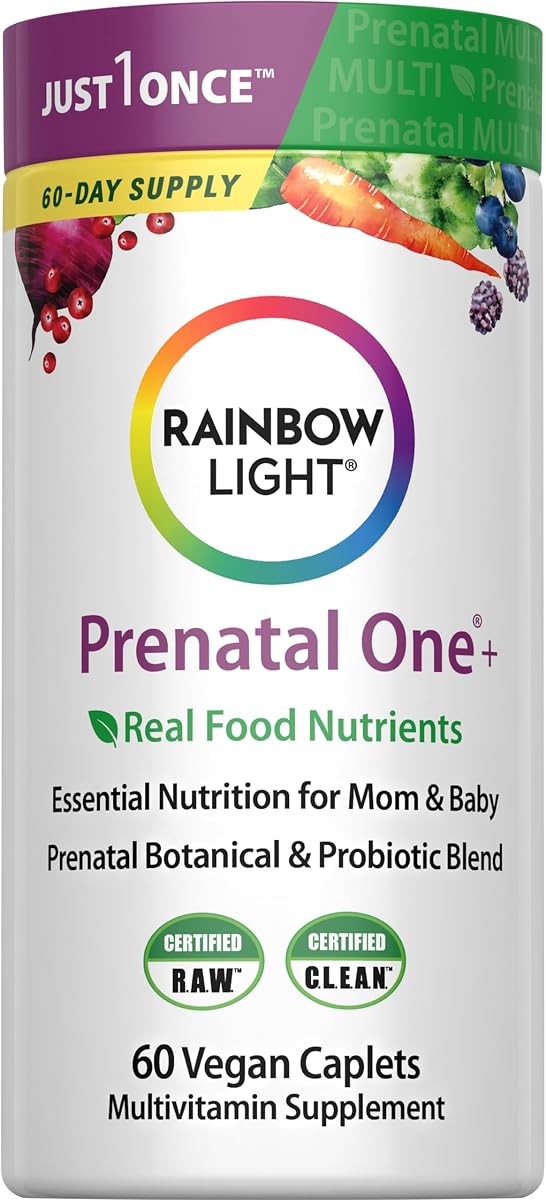 Prenatal Multivitamin One + for Women | 60 Caplets | Essential Nutrition for Mom & Baby | Real Food Nutrients | Prenatal Botanical & Probiotic Blend | Essential Nutrition for Mom & Baby | Real Food Nutrients | Prenatal Botanical & Probiotic Blend