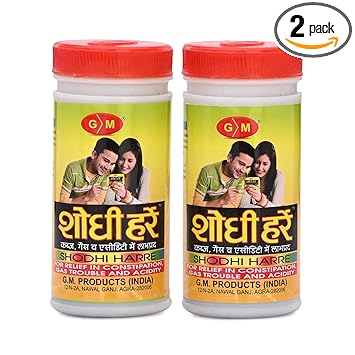 G.M. Shodhi Harre | Herbal remedy for Gastric Troubles, Constipation | Made with Harad and Other Ayurvedic Herbs | Herbal and Ayurvedic | (Pack of 2 Bottles) 60 g each