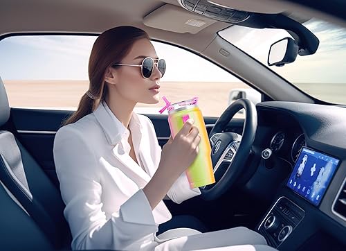 Miniatura 5 de Meoky Vaso de 32 Onzas con Asa, Vaso Aislado con Tapa y Popote, Taza de Viaje de Acero Inoxidable, Mantiene el Frío Durante 24 Horas, 100% a Prueba