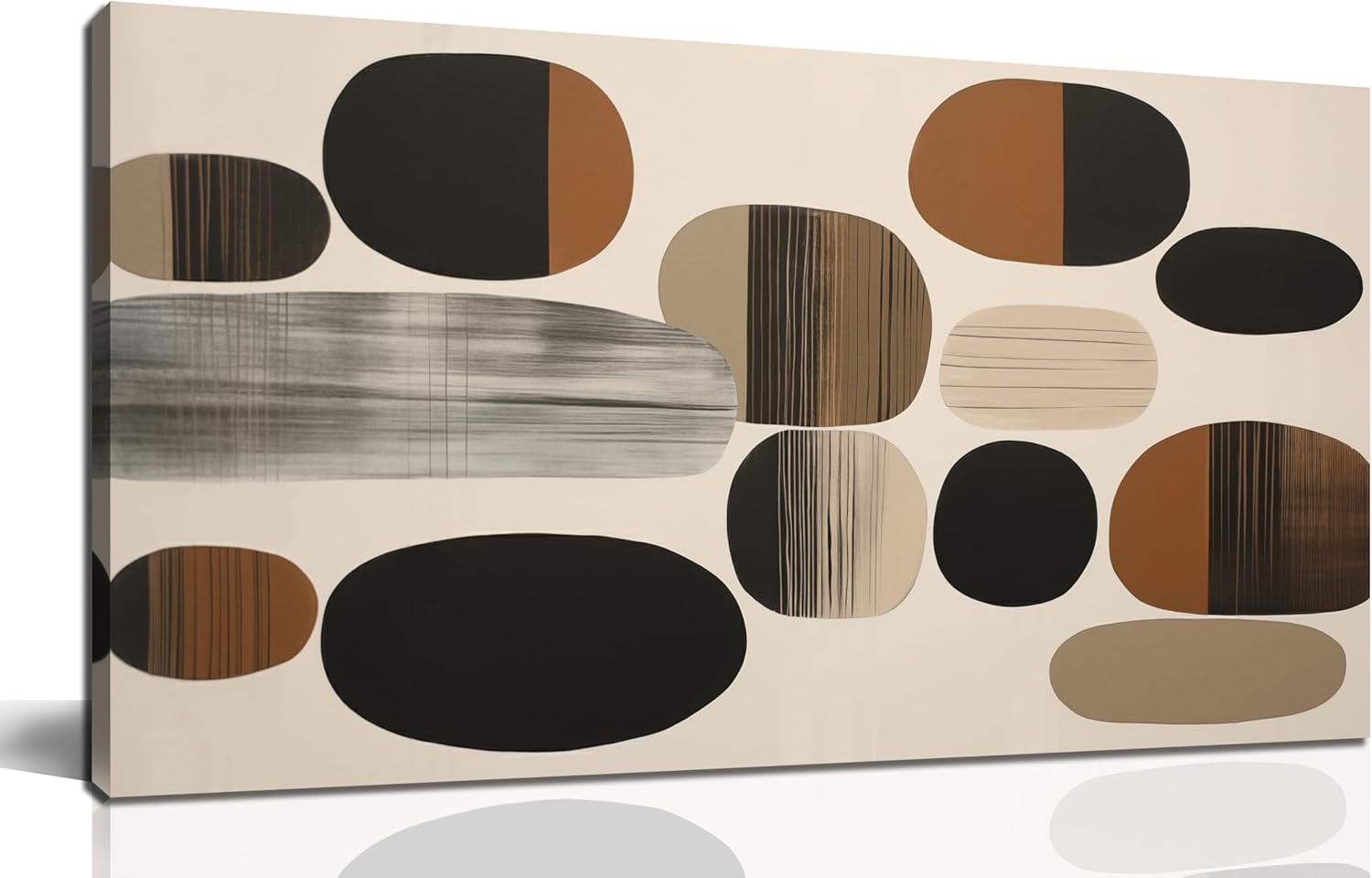 Prepeyssee Large Brown Abstract Wall Art for Living Room Geometry Black Boho Artwork for Bedroom Office Kitchen Modern Canvas Prints 20"x40" 20"L x 40"W black