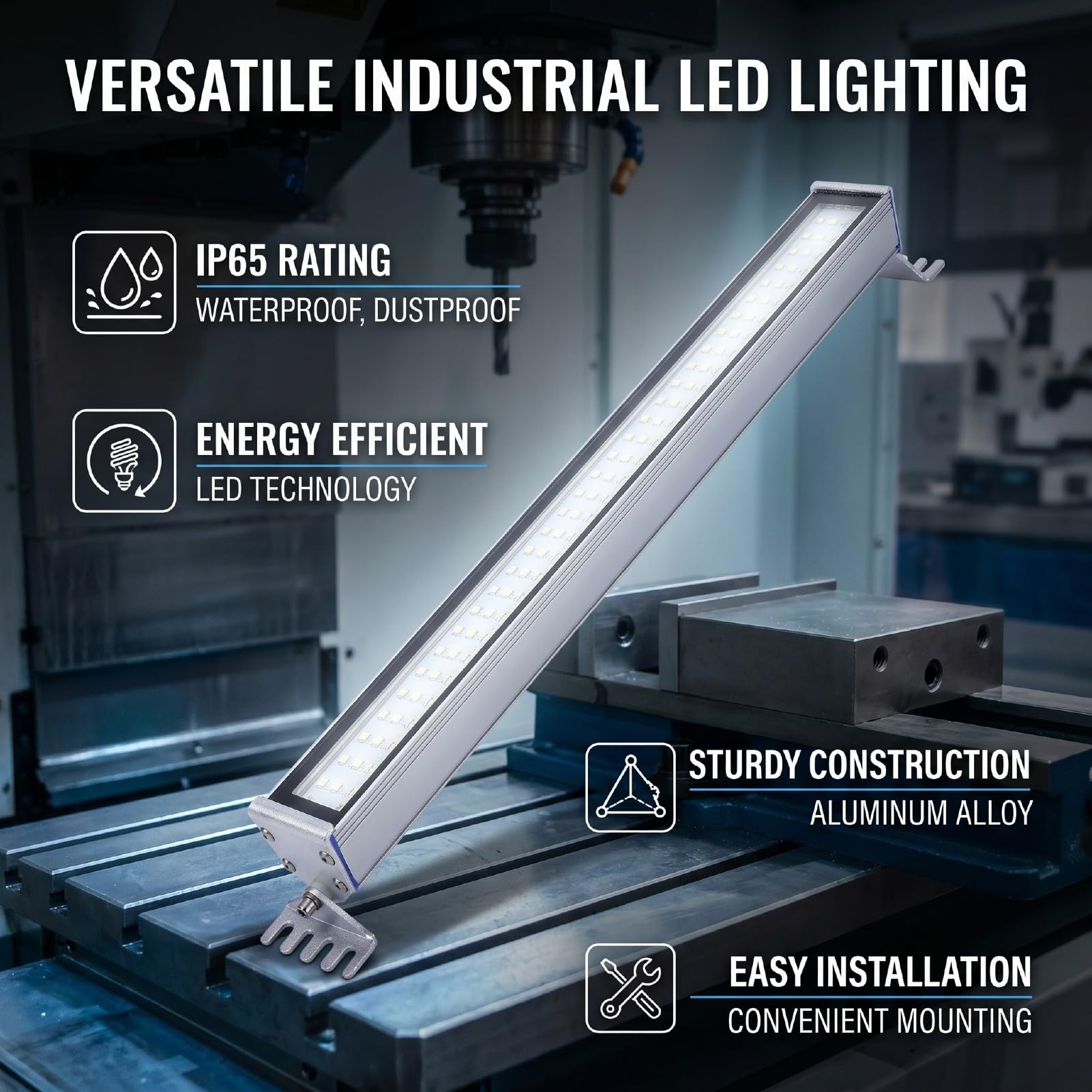 Lampada a Tubo a LED per Macchine Industriali, Lampada da Lavoro a LED da 12 W, Lavoro Illuminazione da Officina a Tubo per Macchina CNC, 1,57x17,7 Pollici