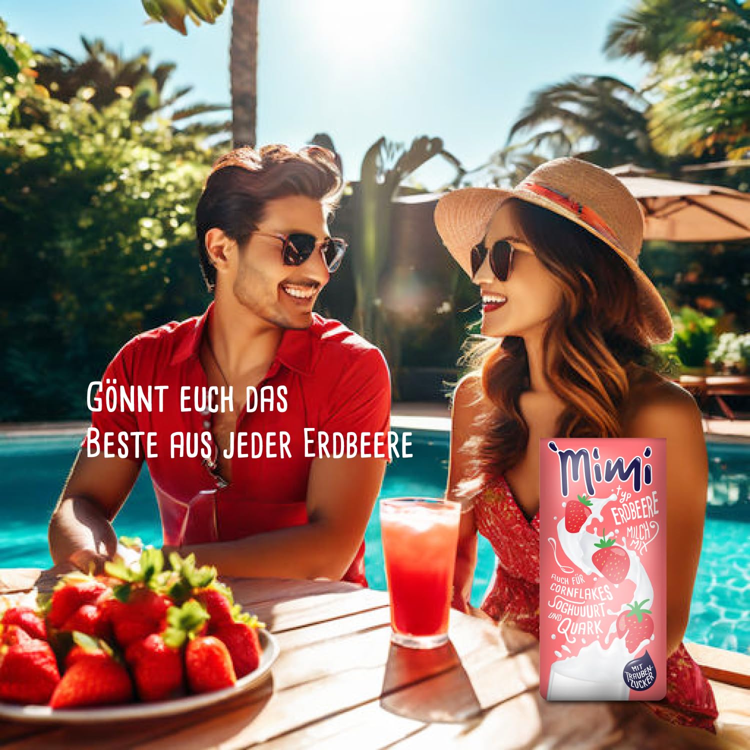 Mimi Milk Mix Fresa Bebida Polvo 12 x 400 g - Pack de Almacenamiento - Polvo de bebida soluble en leche con sabor a fresa - Soluble en frío y caliente - Ideal para ocio, oficina, familia grande