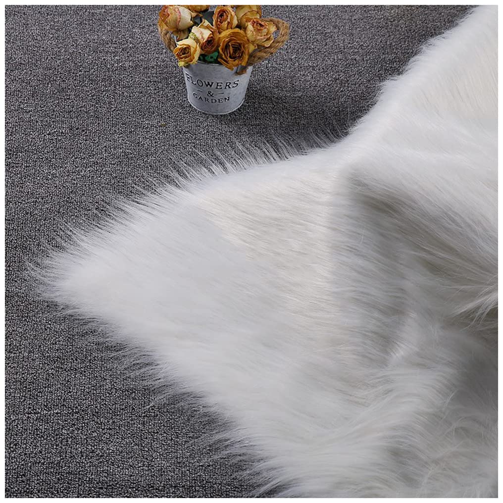 Plain Faux Fur Fabric Material 8mm Soft Long Pile 165x50cm 64''x19'' for Gnomes Costume Crafts Cushion Covers Decorations Cosplay Camera Floor Toys(Color:White)