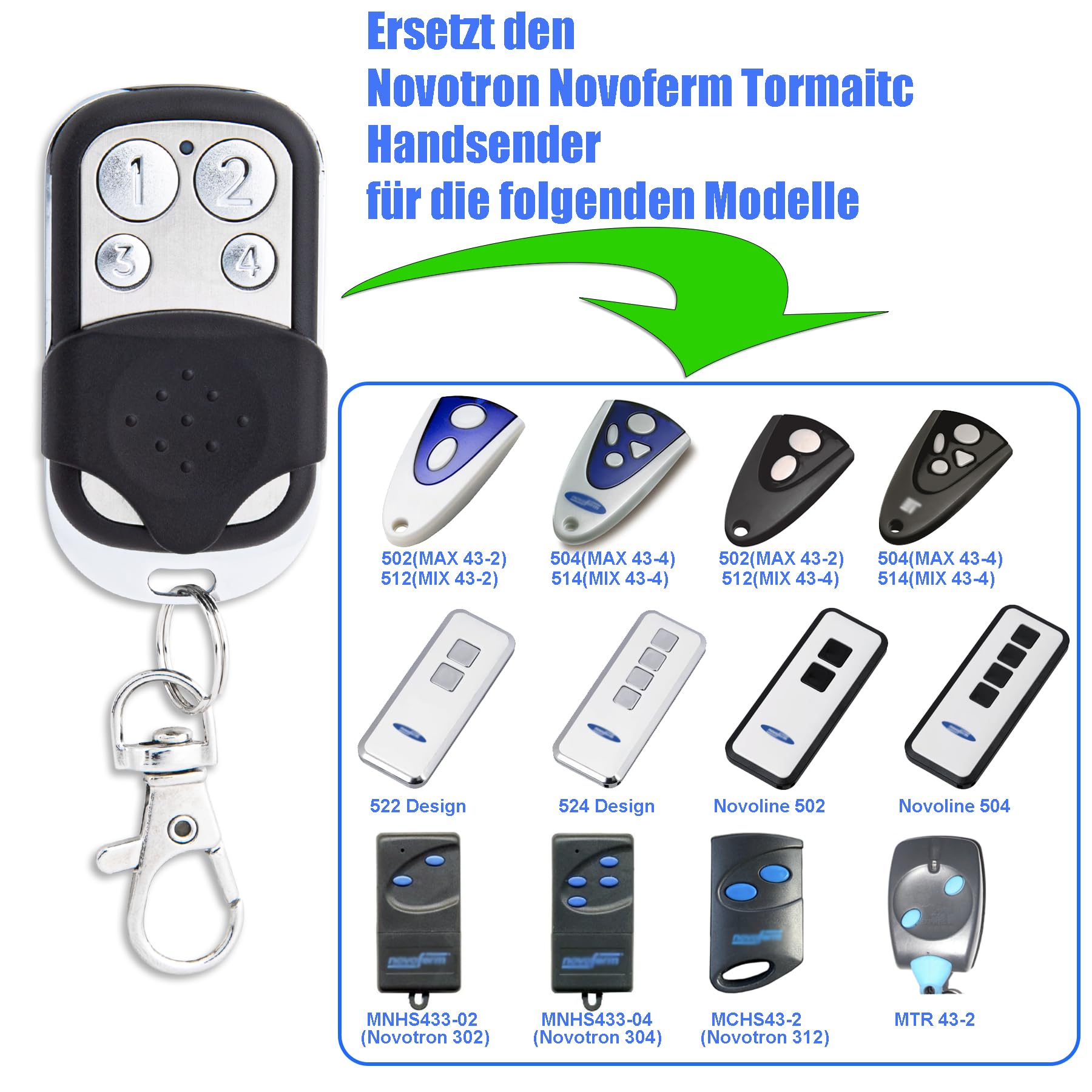 NOVOFERM NOVOTRON 502 MAX43-2 504 MAX43-4 433.92mhz Garaj Uzaktan Kumanda Için A