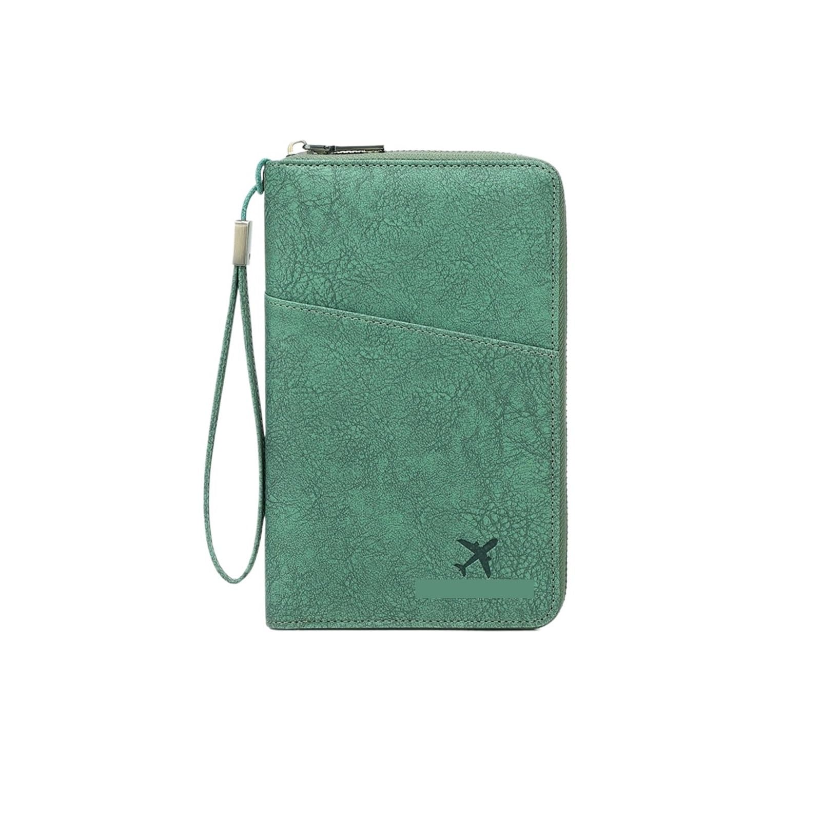 Genérico Porta Pasaporte Cartera Vertical for Monedas y Tarjetas con múltiples Compartimentos(Green)