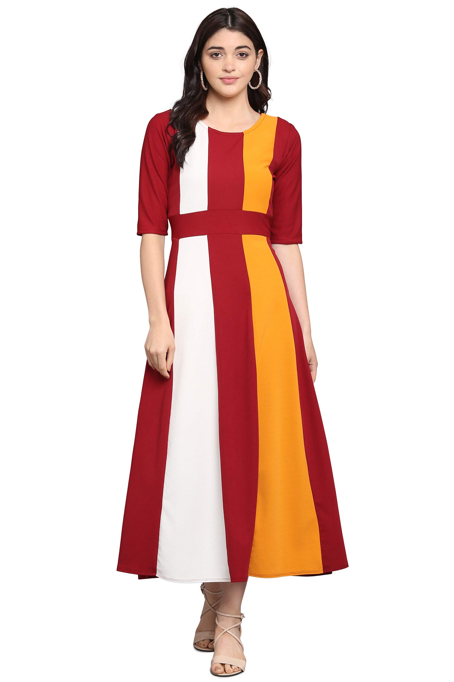 Purvaja Women's Corduroy Empire Waist Maxi Cocktail Dress (Lucy-024-Yw-Mr-Xl_Maroon