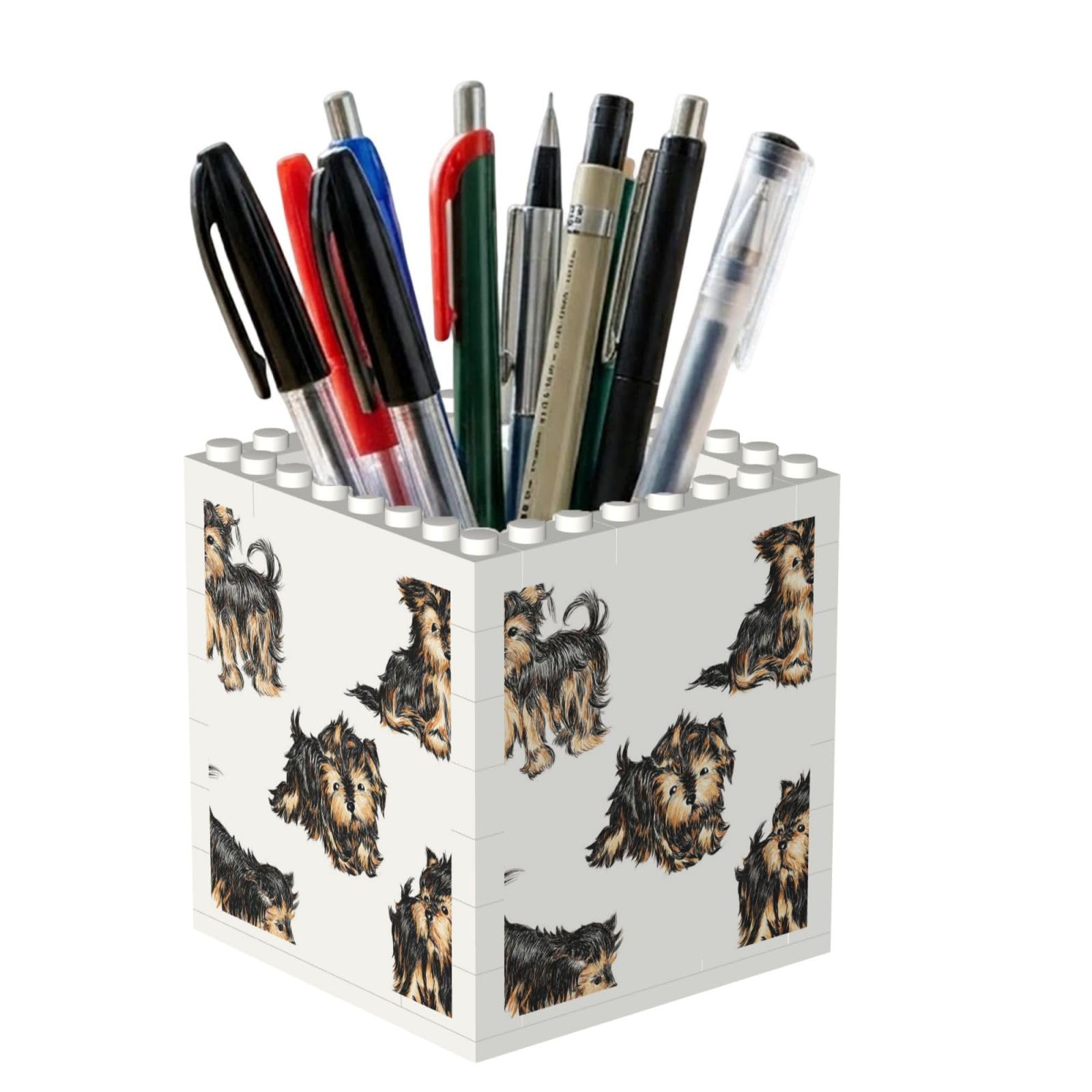 Poadnly Yorkshire Terrier, Pen Pot Pencil Holder for Office Home School, Compact Desk Organiser for Office Stationery