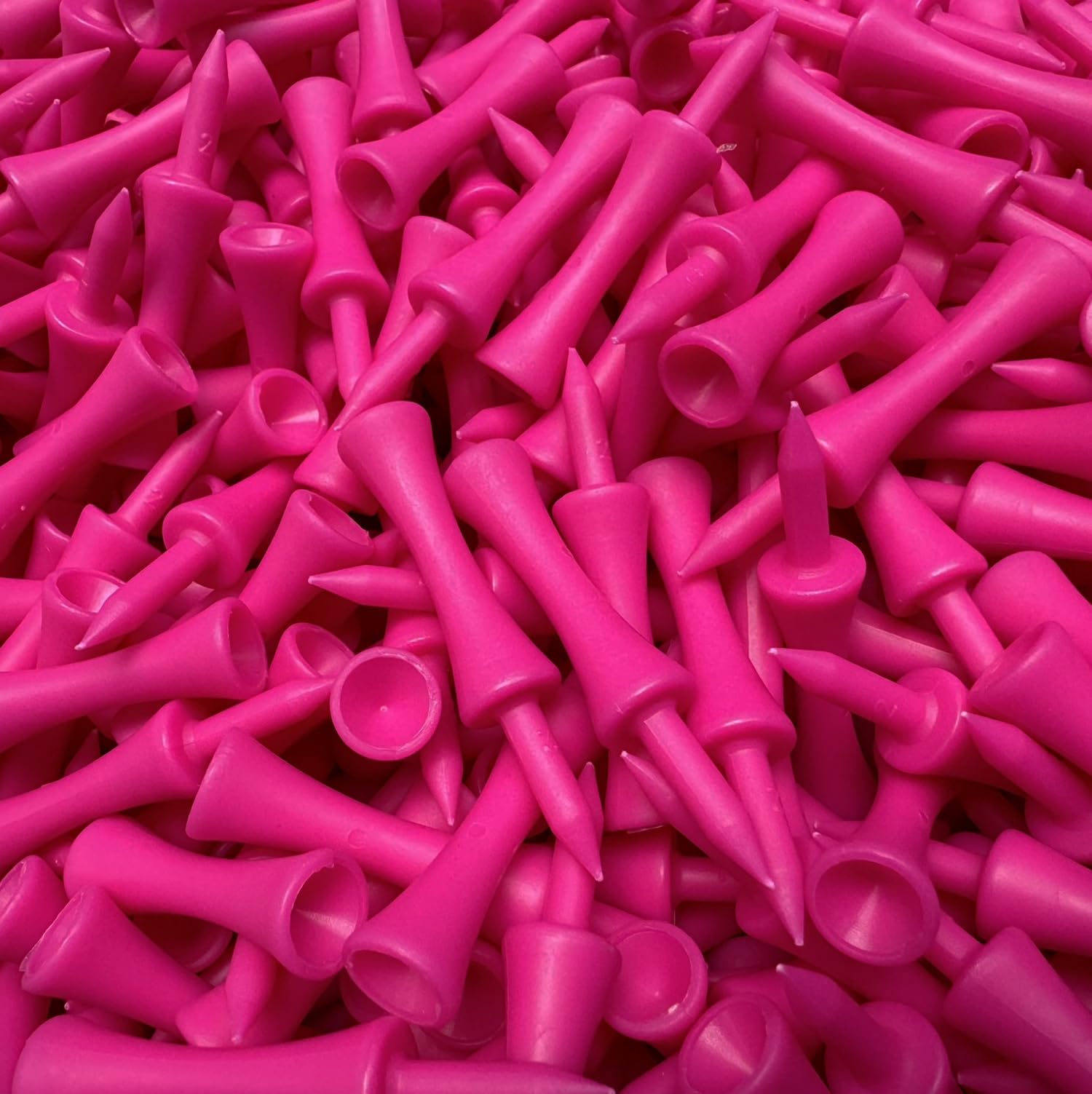 Tour Fit Castle Golf Tees | Durable Plastic Stepped Tees Colours | Packs of 50, 100 or 200 | Consistent Tee Height (50, Pink-2.25" (57mm))